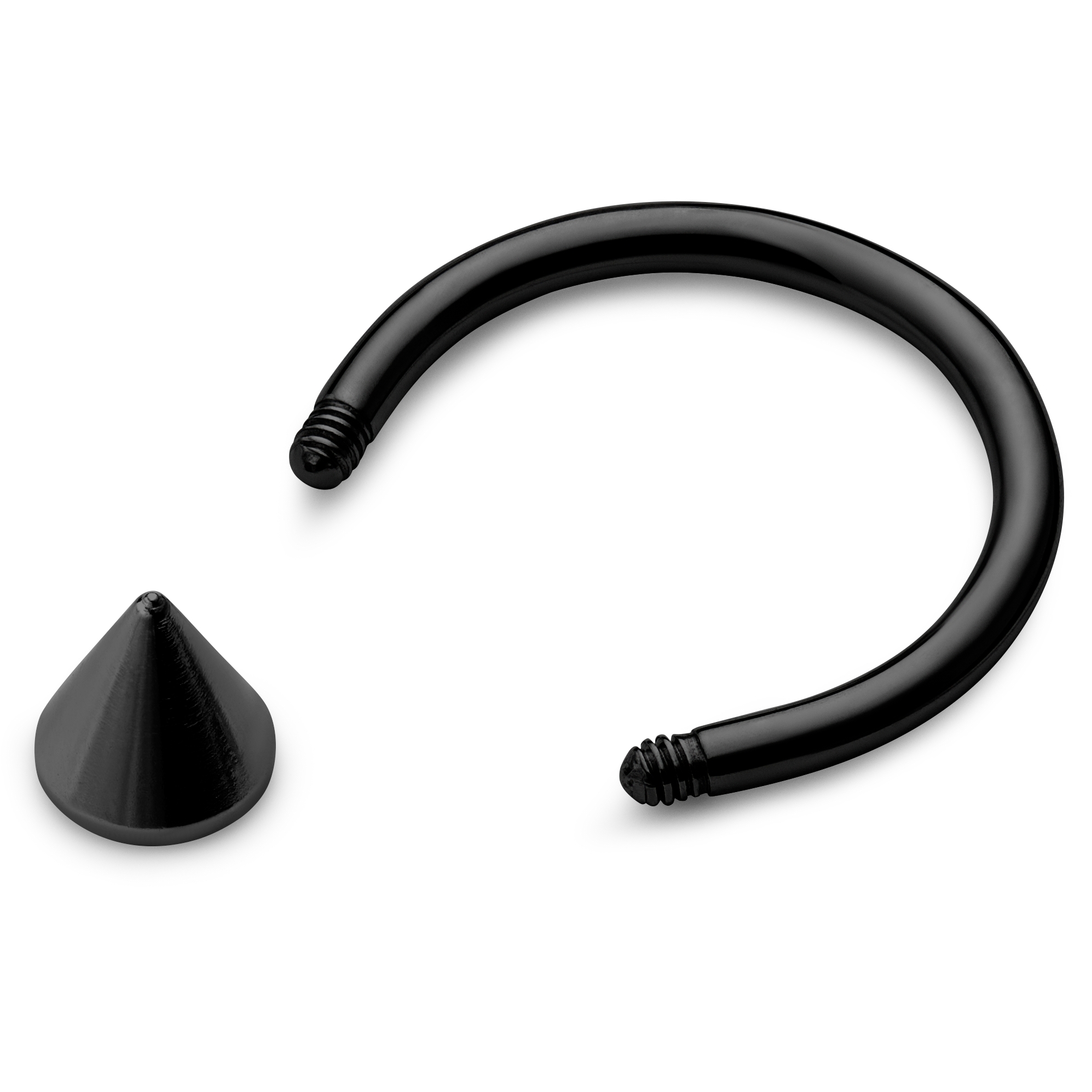 Fekete sebészeti acél tüskés patkó barbell piercing - 12 mm - 2