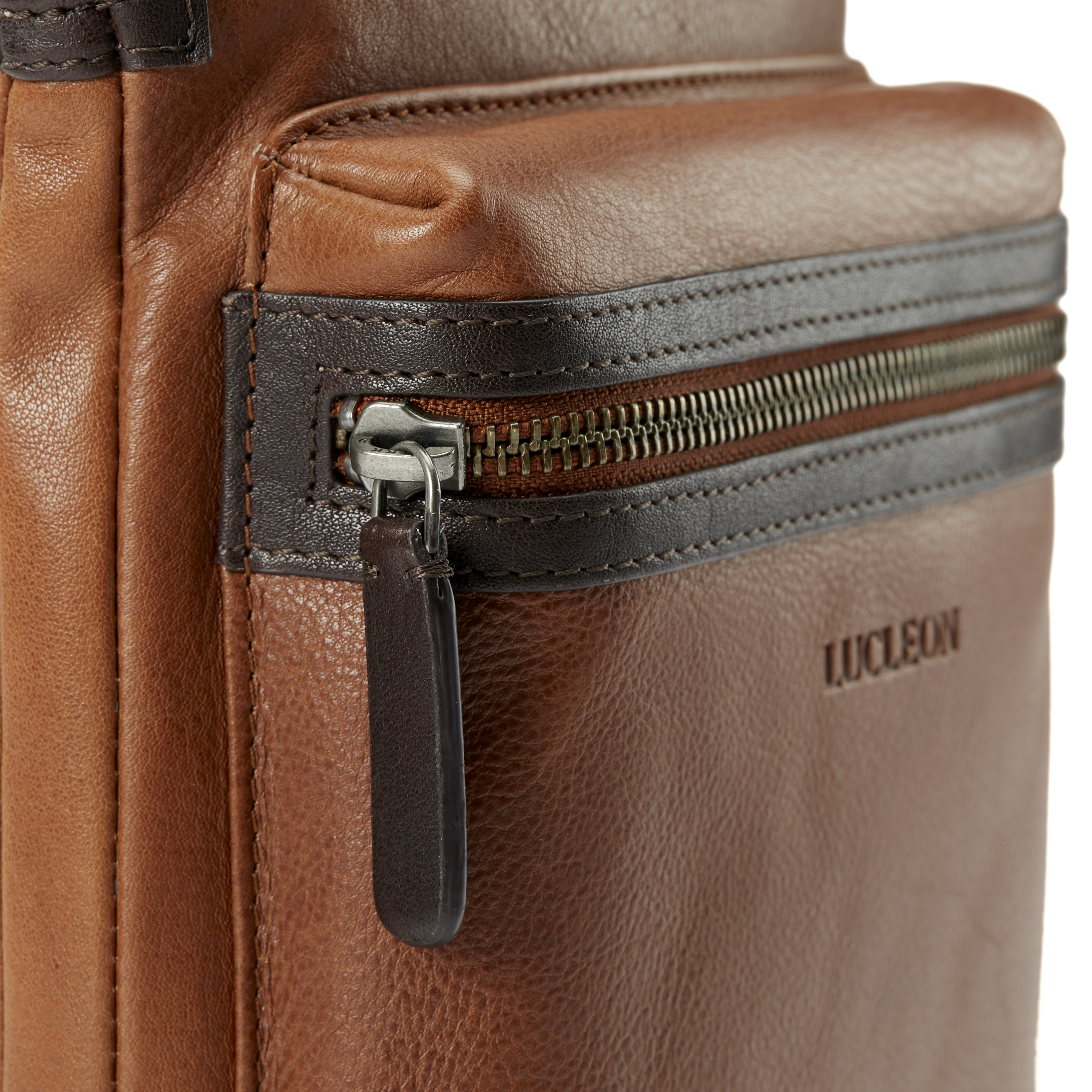 Lincoln | Tan & Dark Brown Leather Tablet Bag - 7