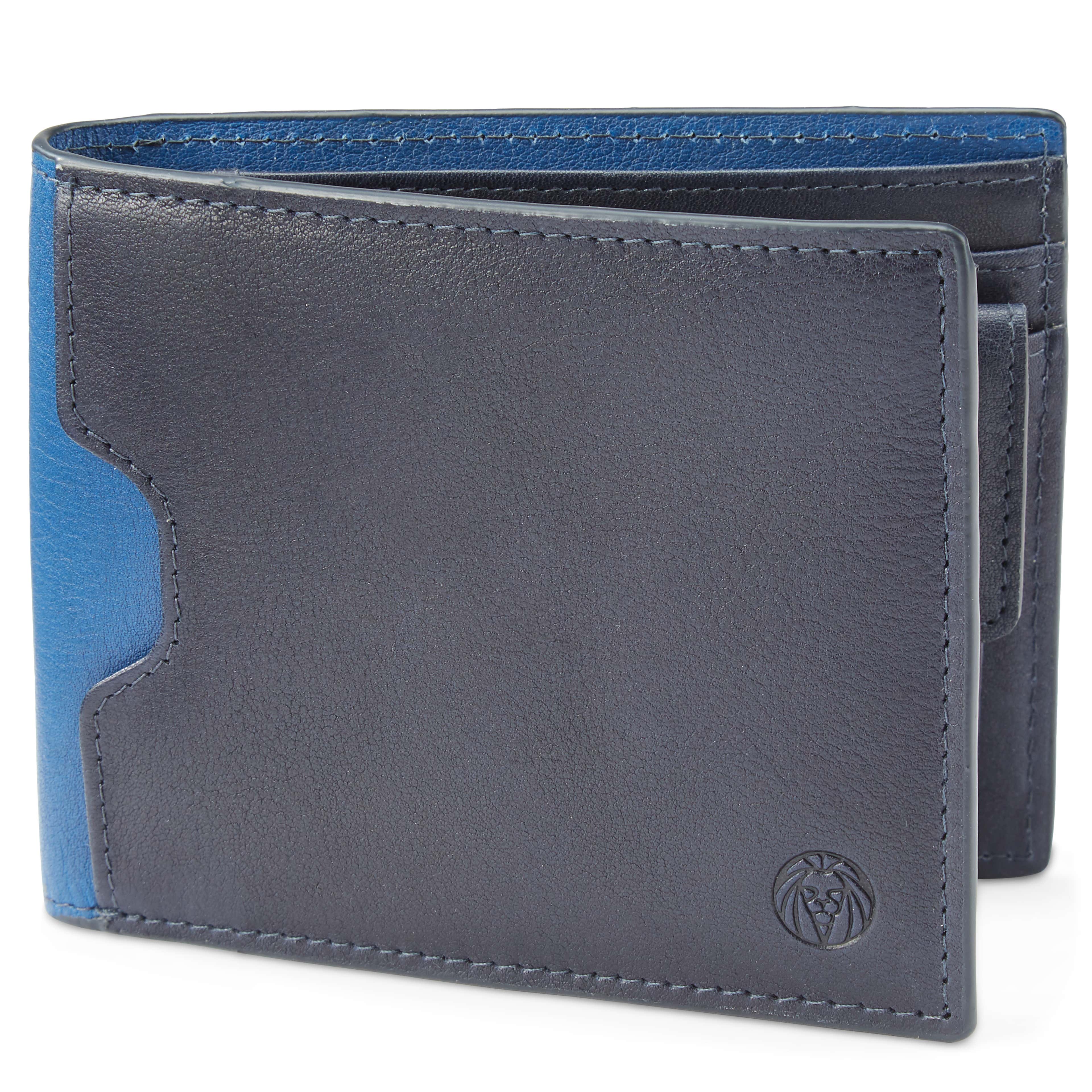 Lukas Navy Leather RFID-Blocking Wallet