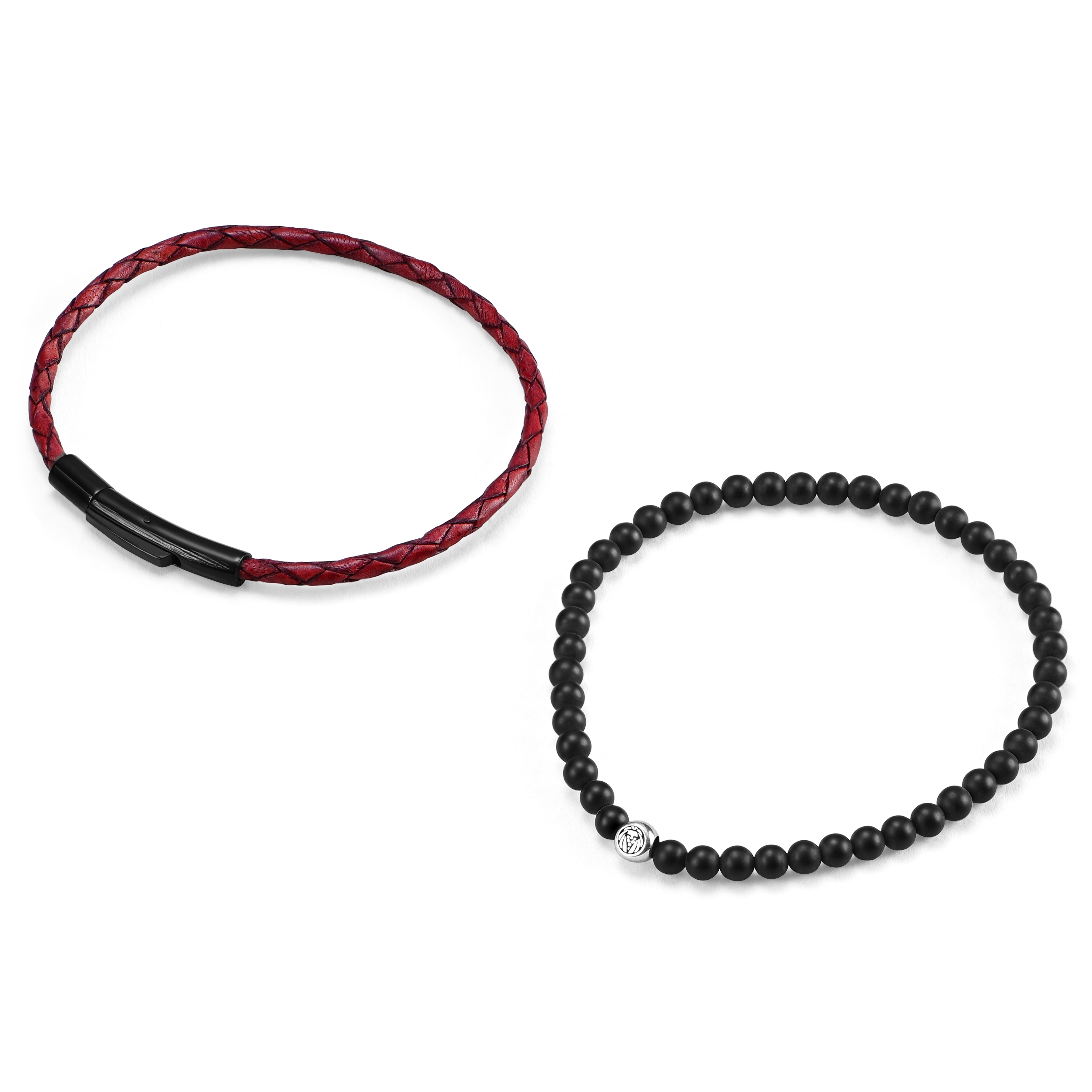 925 William Armband In Mattschwarz & Bordeaux  - 2