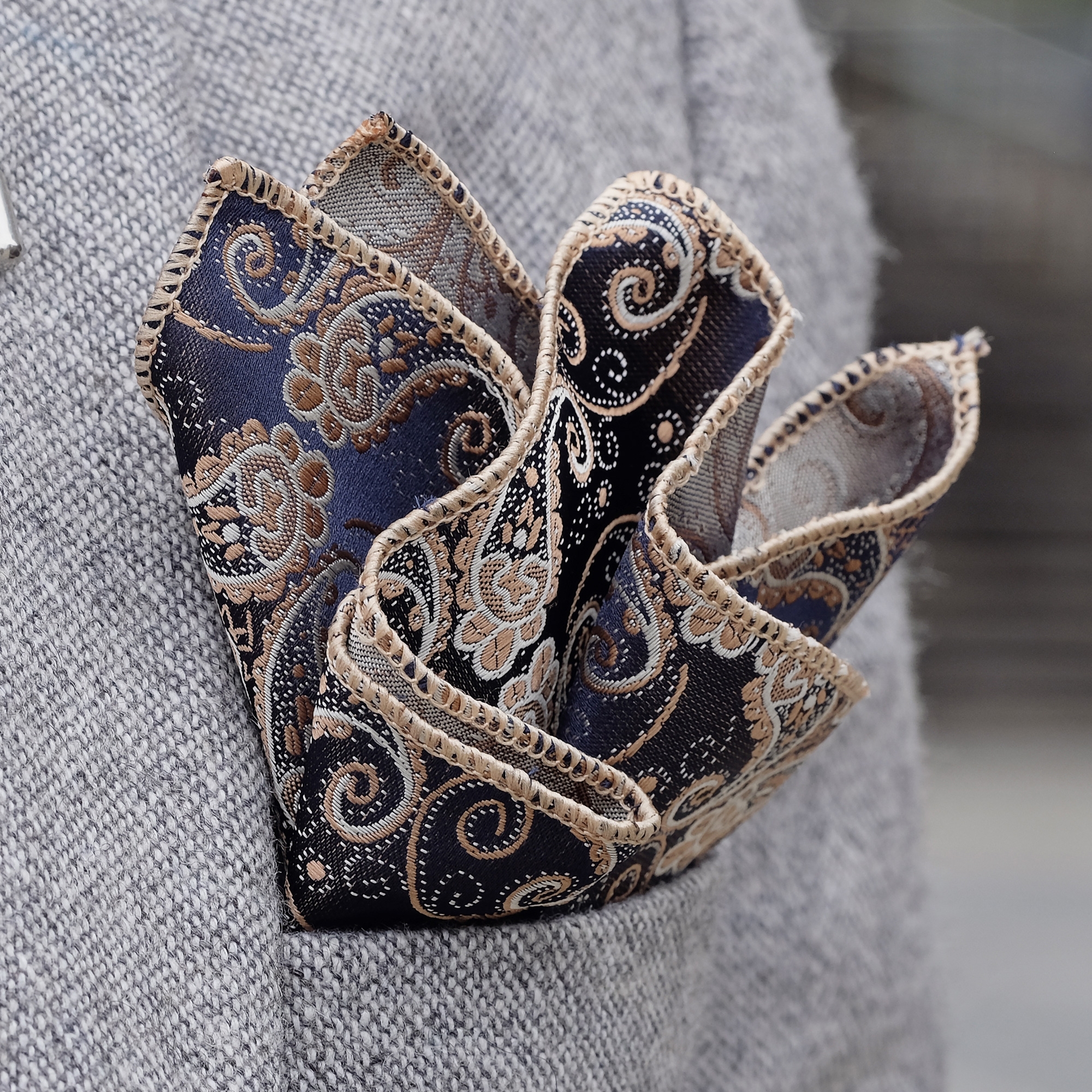 Blue & Gold Paisley Pattern Polyester Tie | In stock