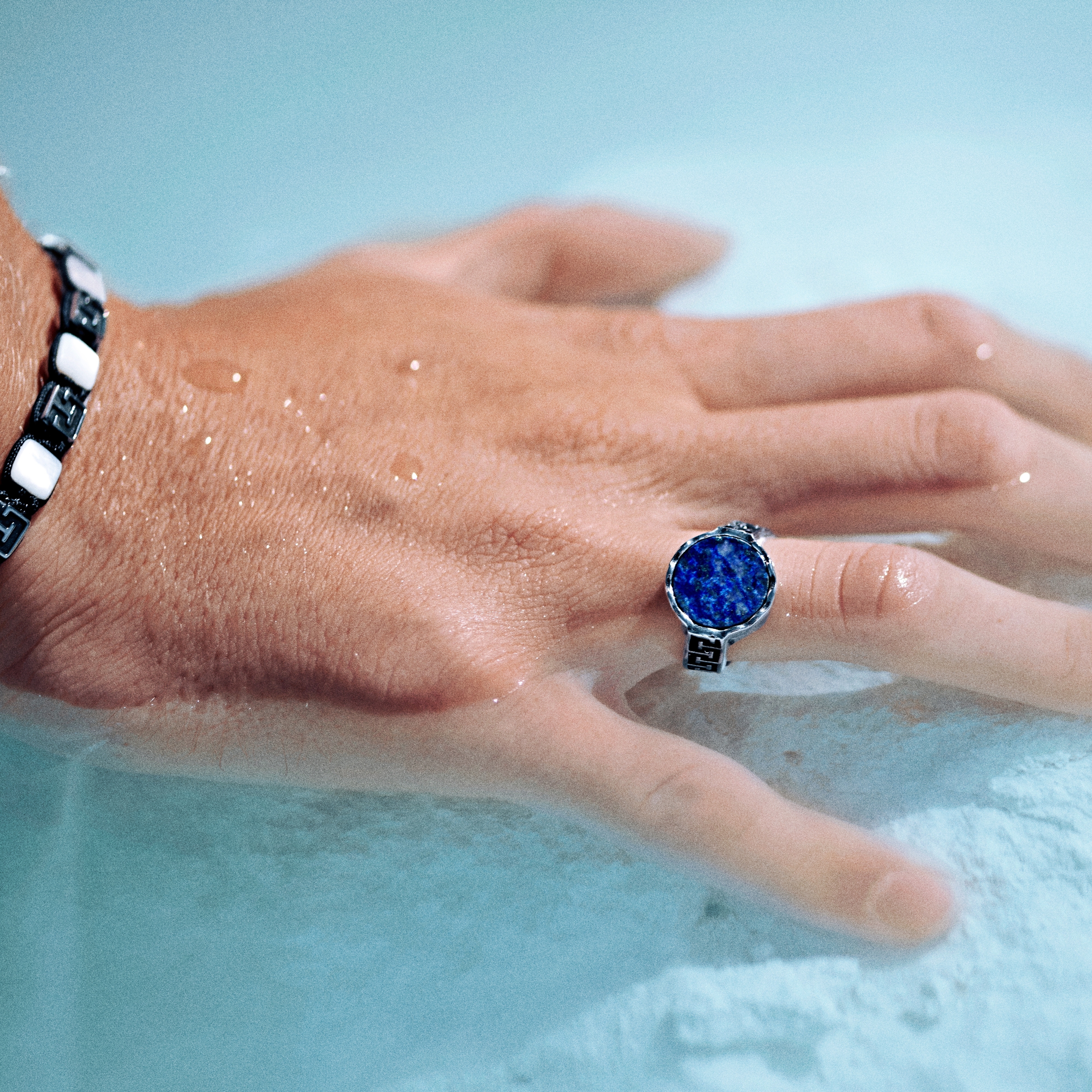 Atlantis | Lapislazuli Edelstahl Siegelring - 2