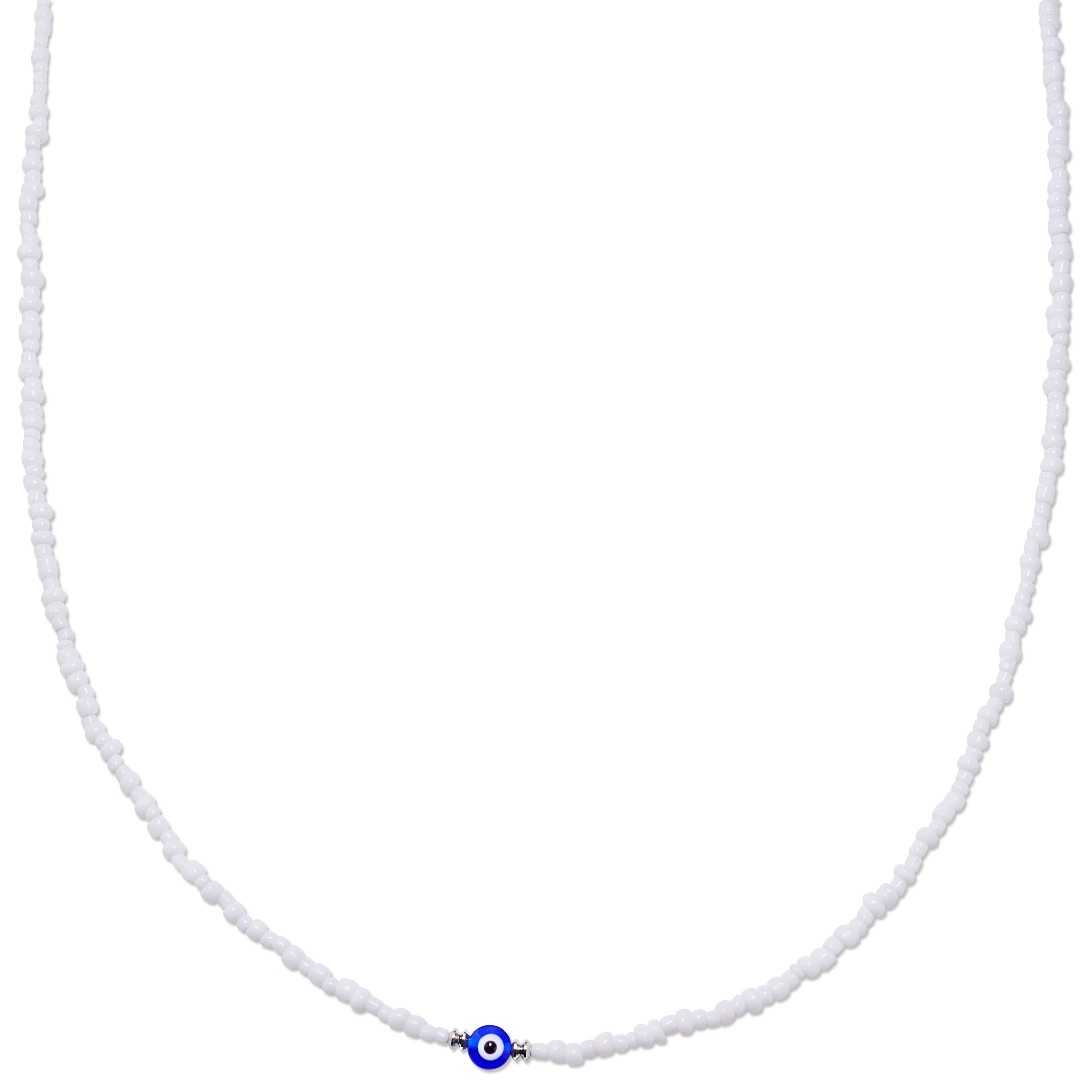 Amalfi | Weiße Perlenkette mit Evil-Eye-Motiv - 1