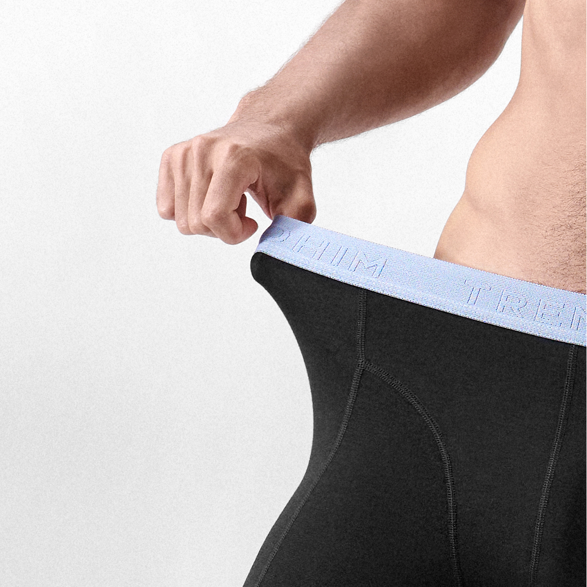 FreeFeel | Boxer en bamboo noir avec bande bleu clair - 7