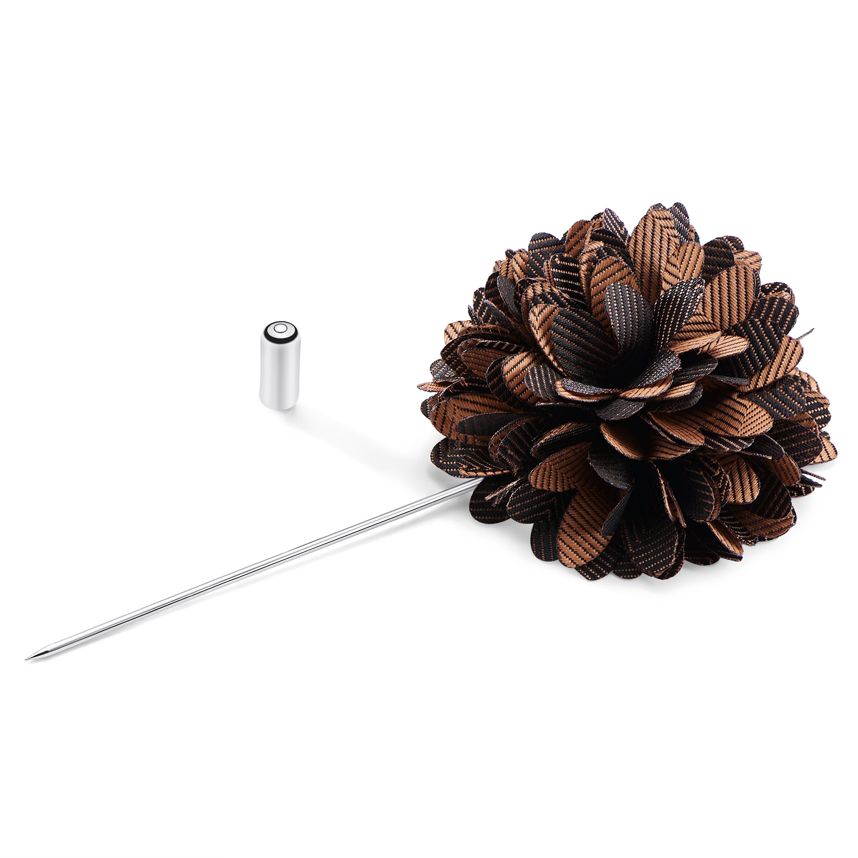 Magnolija | Brūna atloku piespraude, puķe - 2