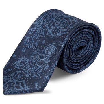 Boho | Deep Blue Paisley Pattern Silk Tie