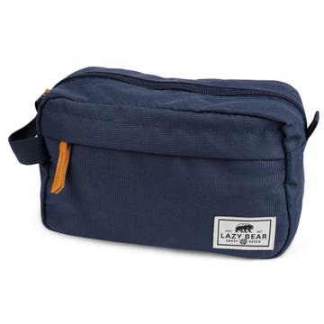 Lewis | Navy Blue Polyester & Faux Leather Toiletry Bag