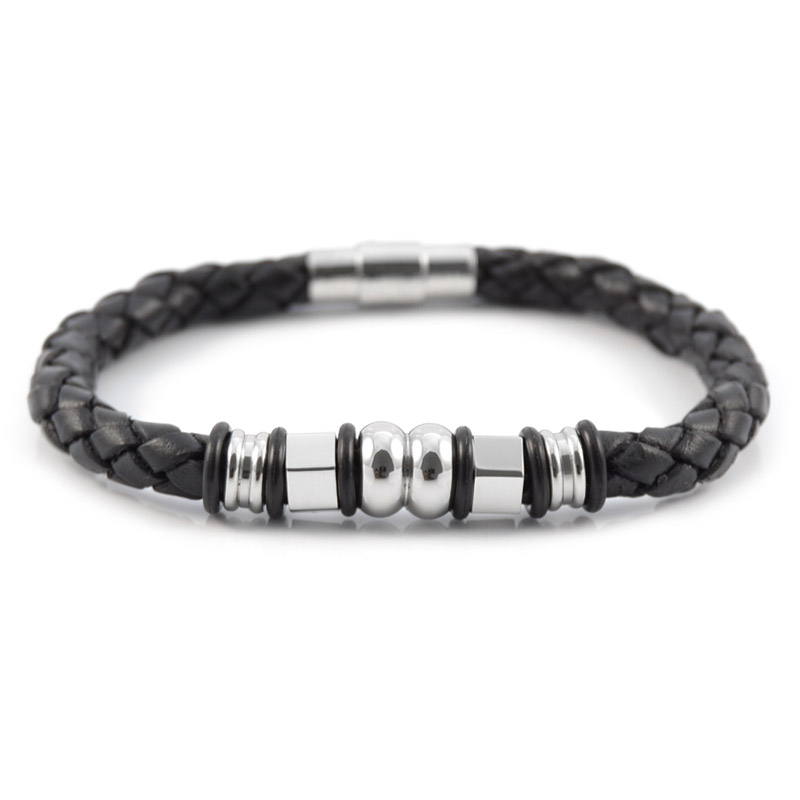 Musta Punottu Riipus Nahkarannekoru - 1