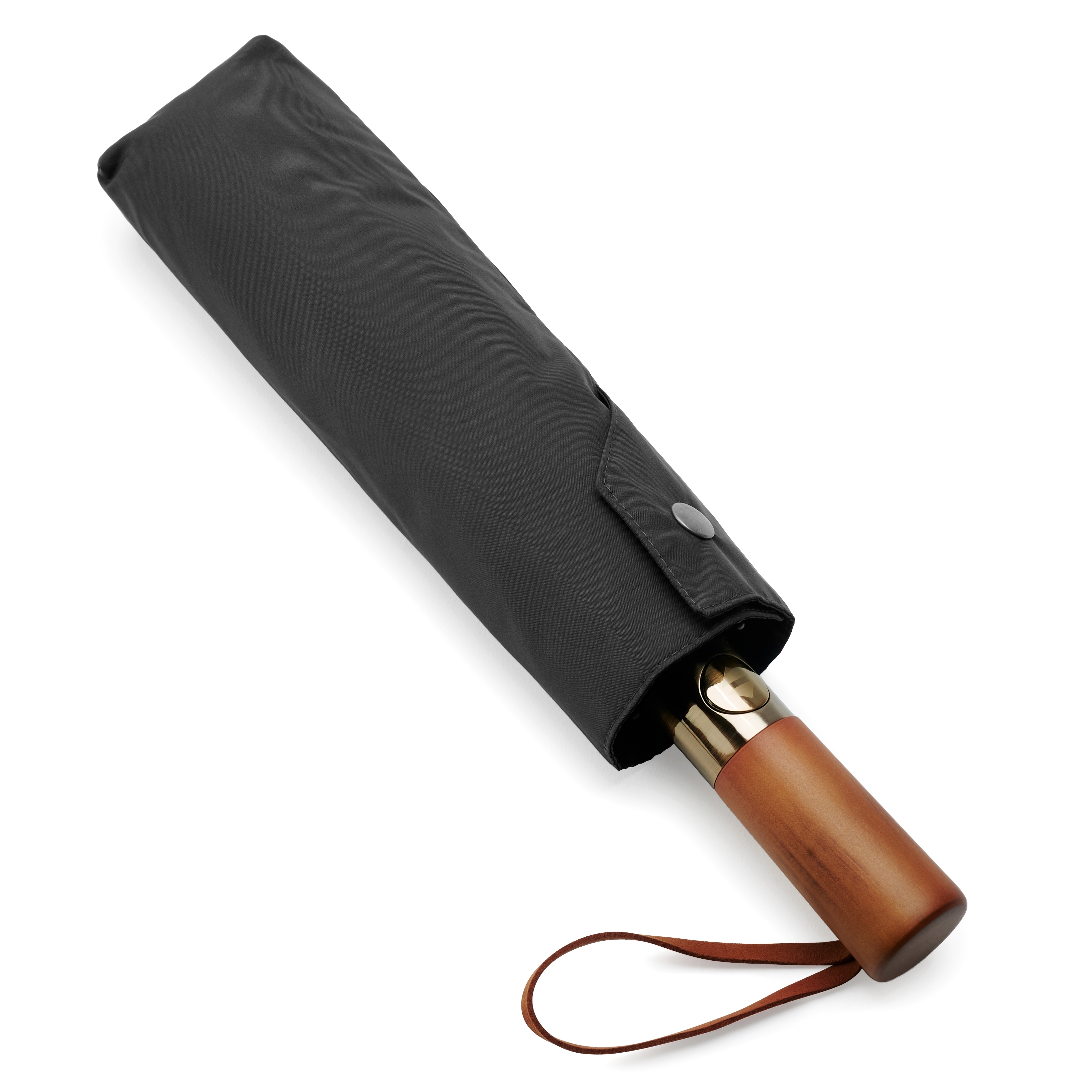 Paraguas plegable automático | Negro | Mango de madera - 2