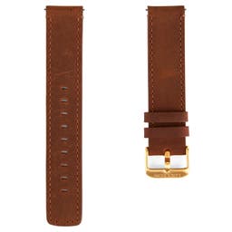 Tan & Gold-Tone Watch Strap with Tan Stitches