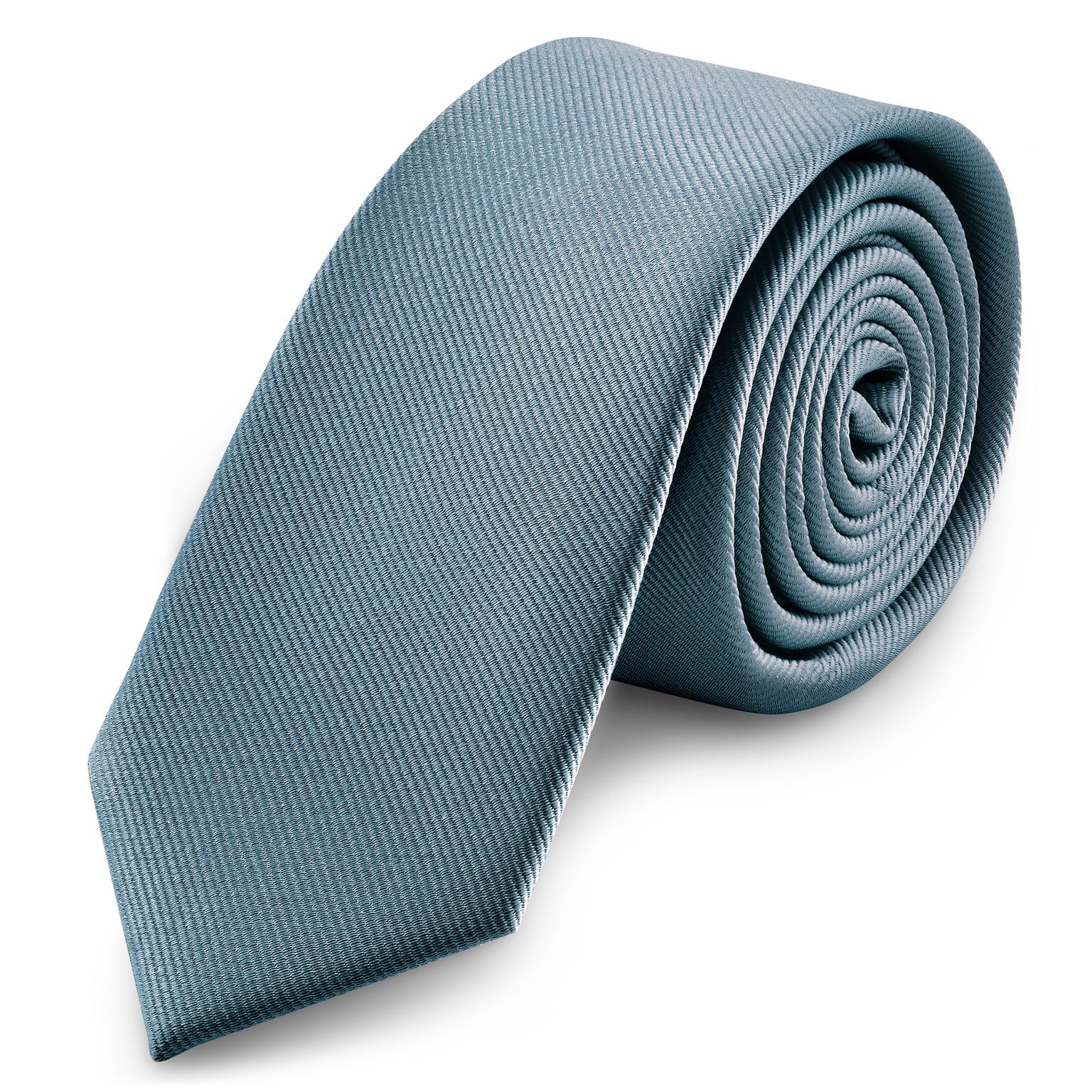 Cravate étroite en tissu gros-grain gris fumé 6 cm Cravate étroite en tissu gros-grain gris fumé 6 cm