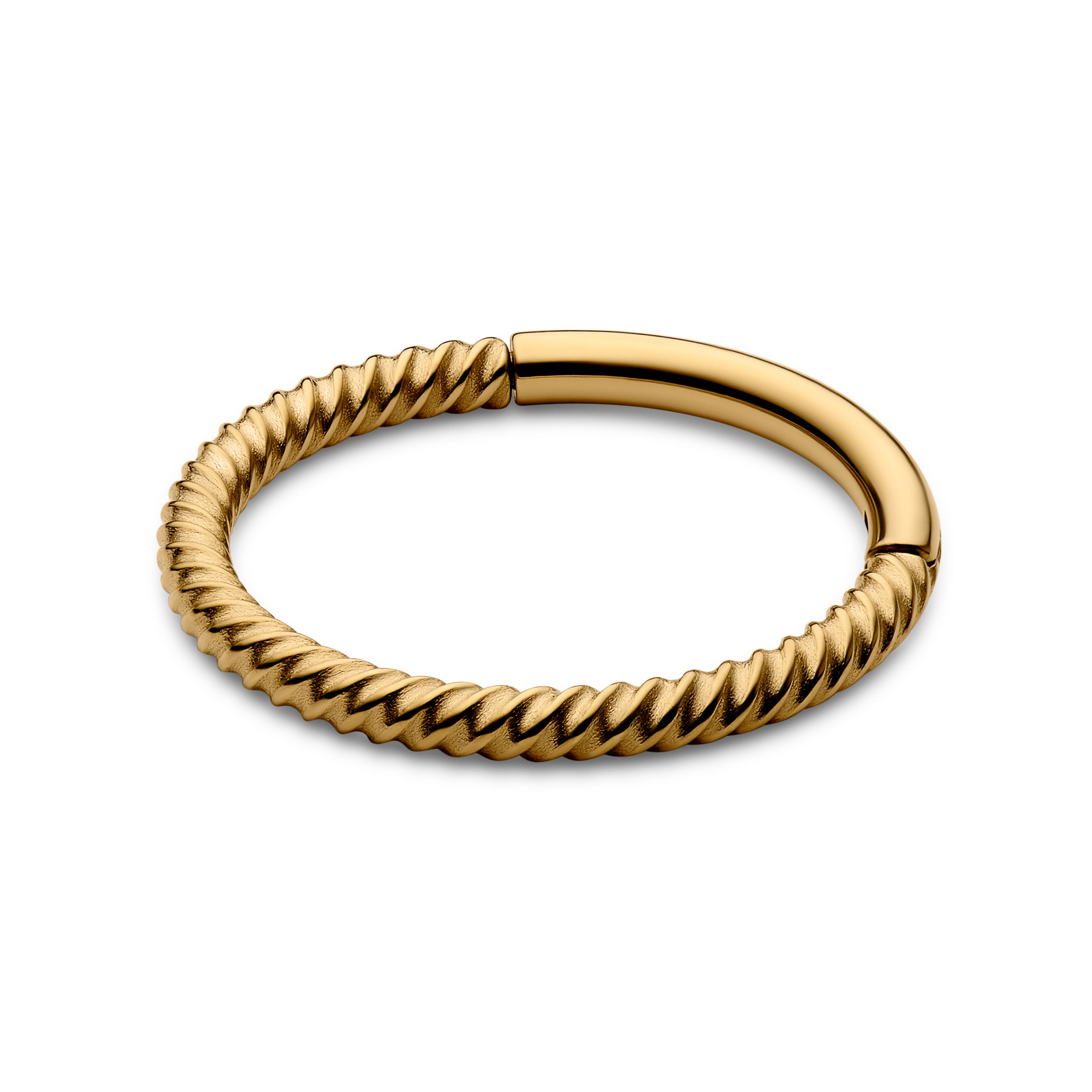 Piercing ad anello con motivo a filo da 10 mm in acciaio chirurgico color oro