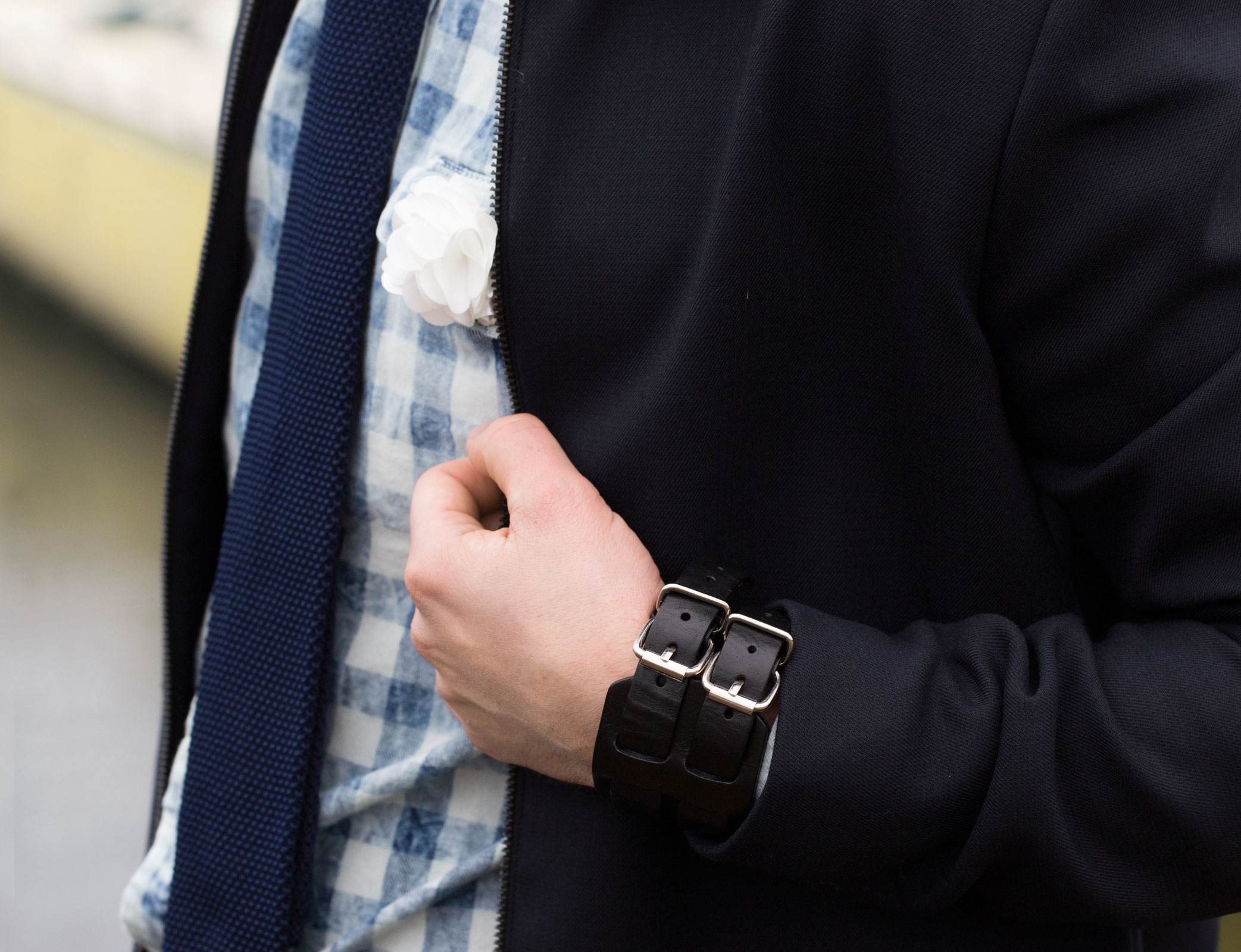 Black Raw Double Detail Bracelet - 4