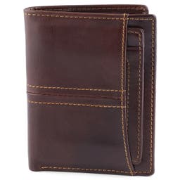 Skórzany wąski portfel w kolorze kawy