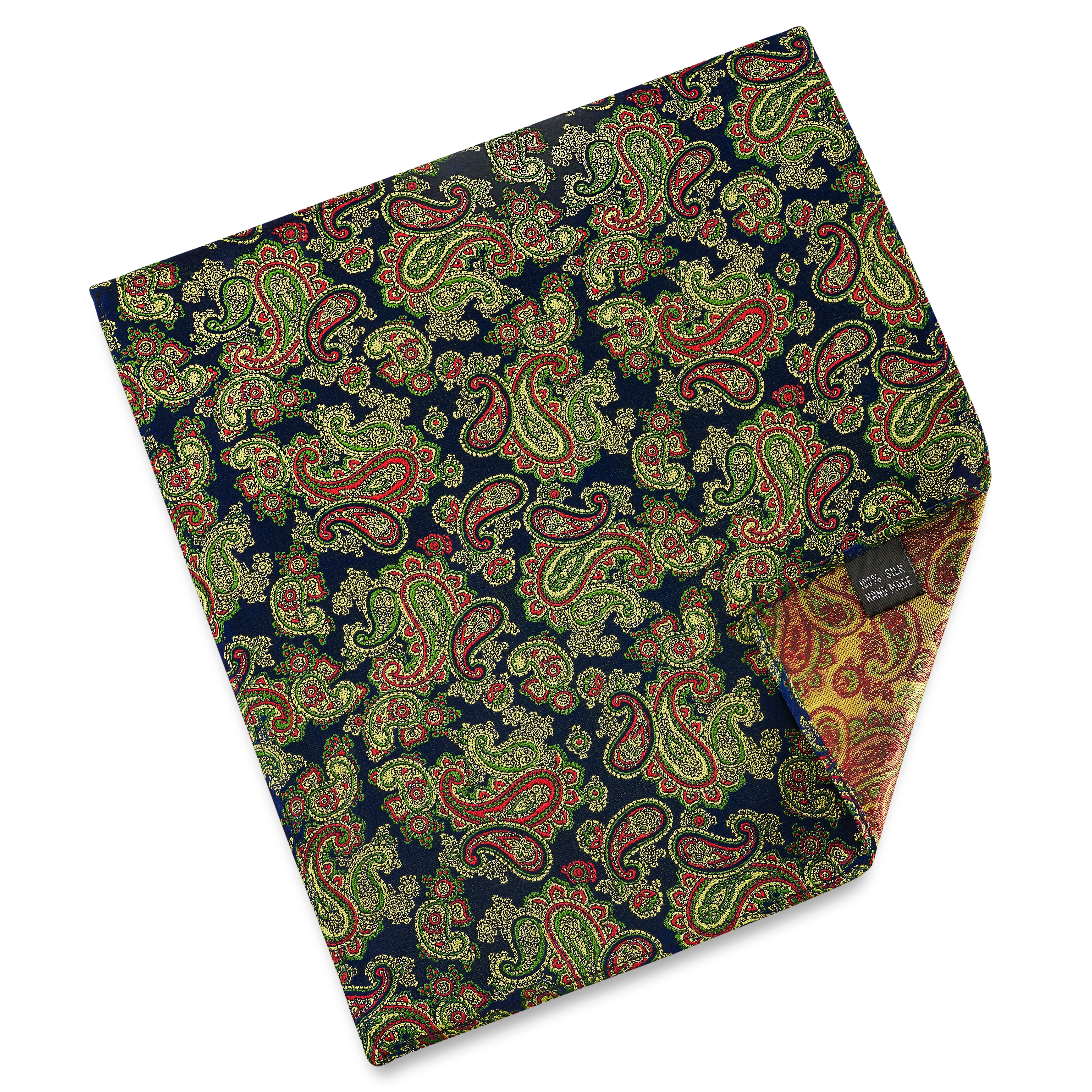 Färgglad Ljusblå Paisleymönstrad Sidenbröstnäsduk - 2