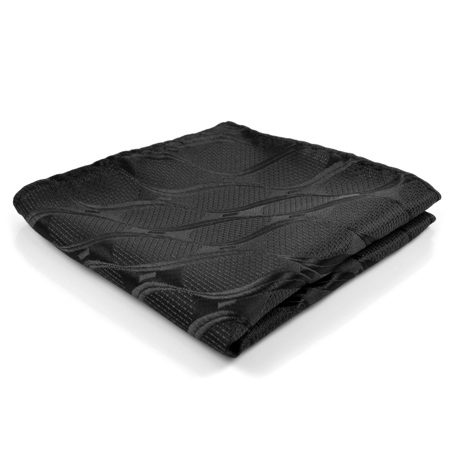 Shiny Black Patterned Pocket Square Shiny Black Patterned Pocket Square