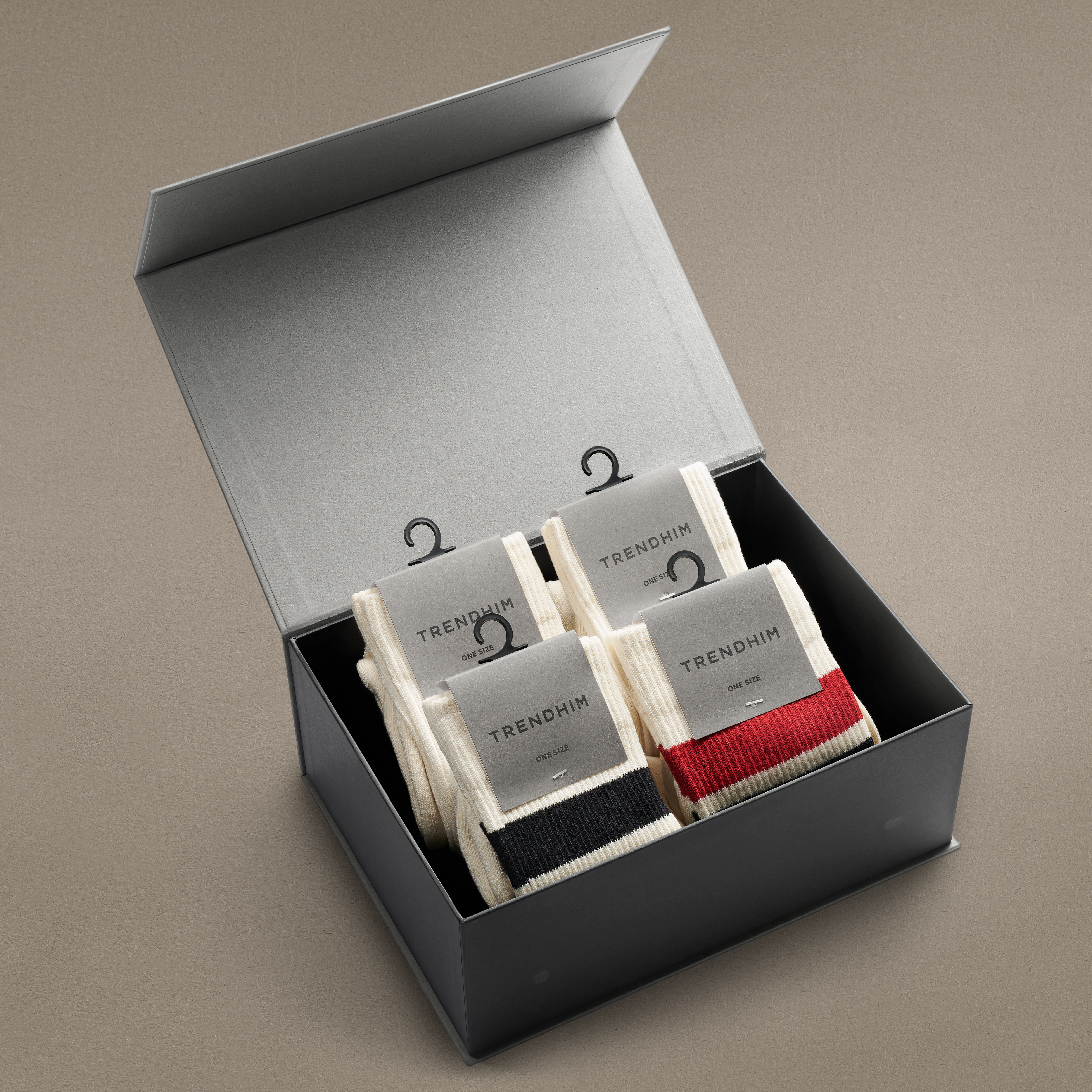 DryFeel | Tennissokker i Bomuld Gaveæske | Antikhvid & Stribet - 3