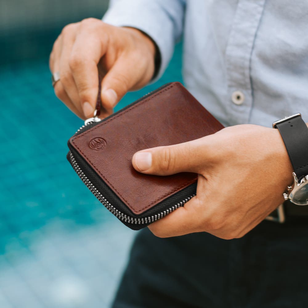 hover: Montreal | Zip-Lined Tan RFID Leather Wallet hover: Montreal | Zip-Lined Tan RFID Leather Wallet