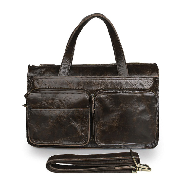 Bolsa de viaje de cuero negro descolorido - 11