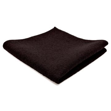 Pochette de costume carré en laine marron foncé fait main