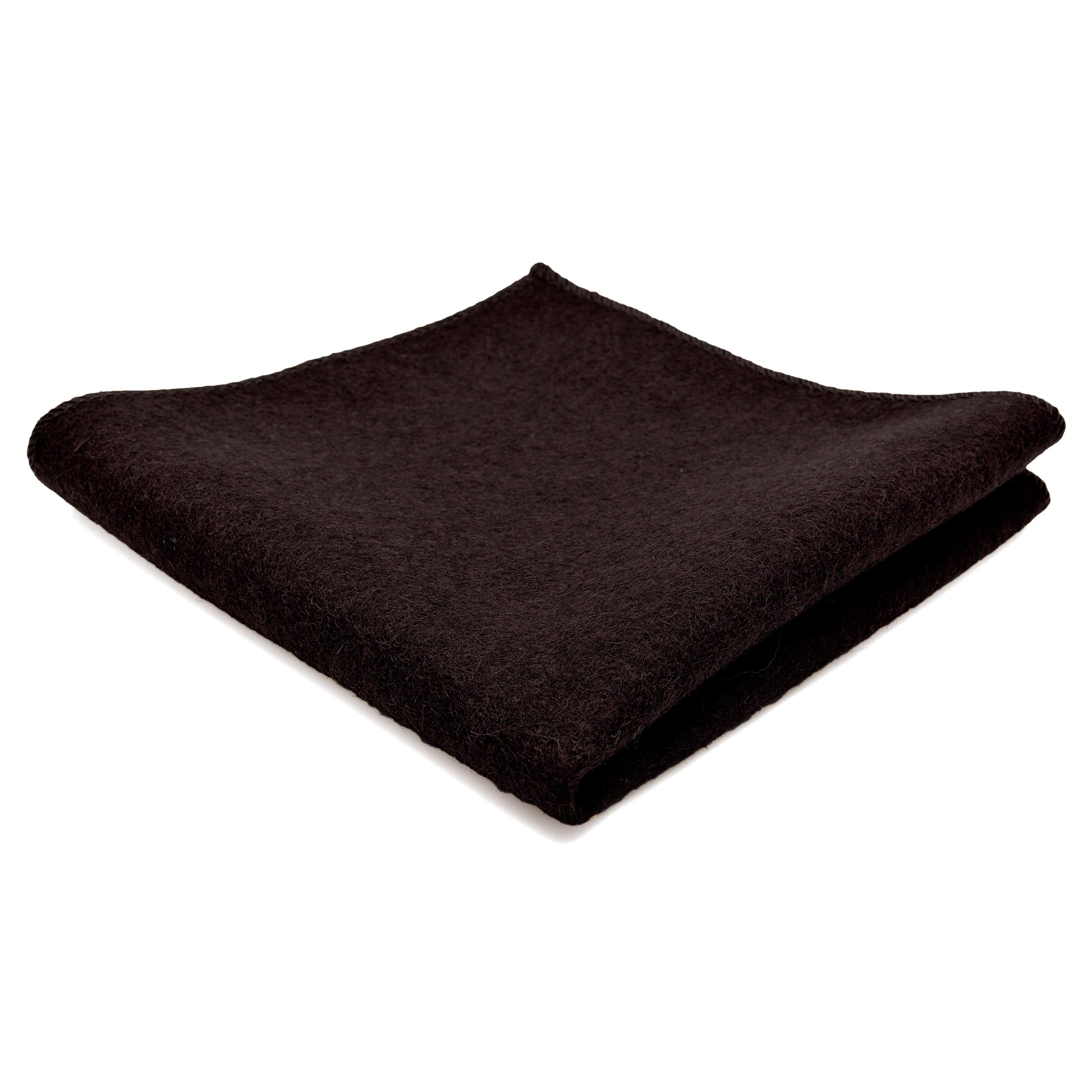 Dark Brown Handmade Pocket square in Wool