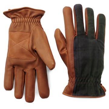 Tan Plaid Leather & Wool Gloves