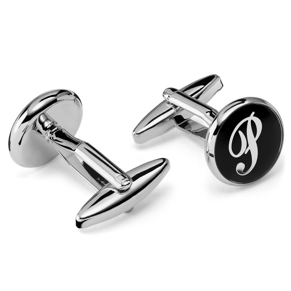 hover: Round Letter P Initial Cufflinks hover: Round Letter P Initial Cufflinks