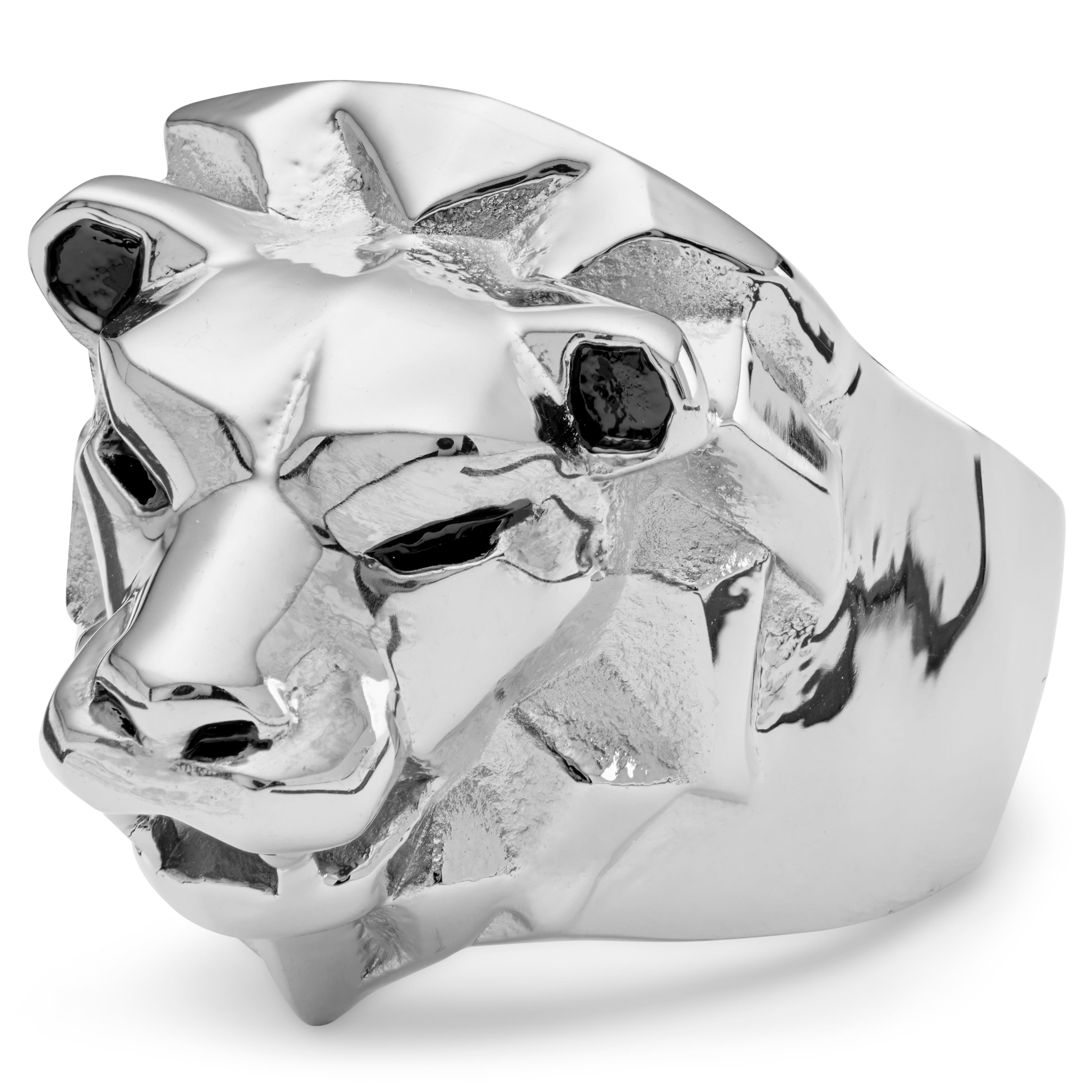 Mack ezüstszínű oroszlánfejes acélgyűrű