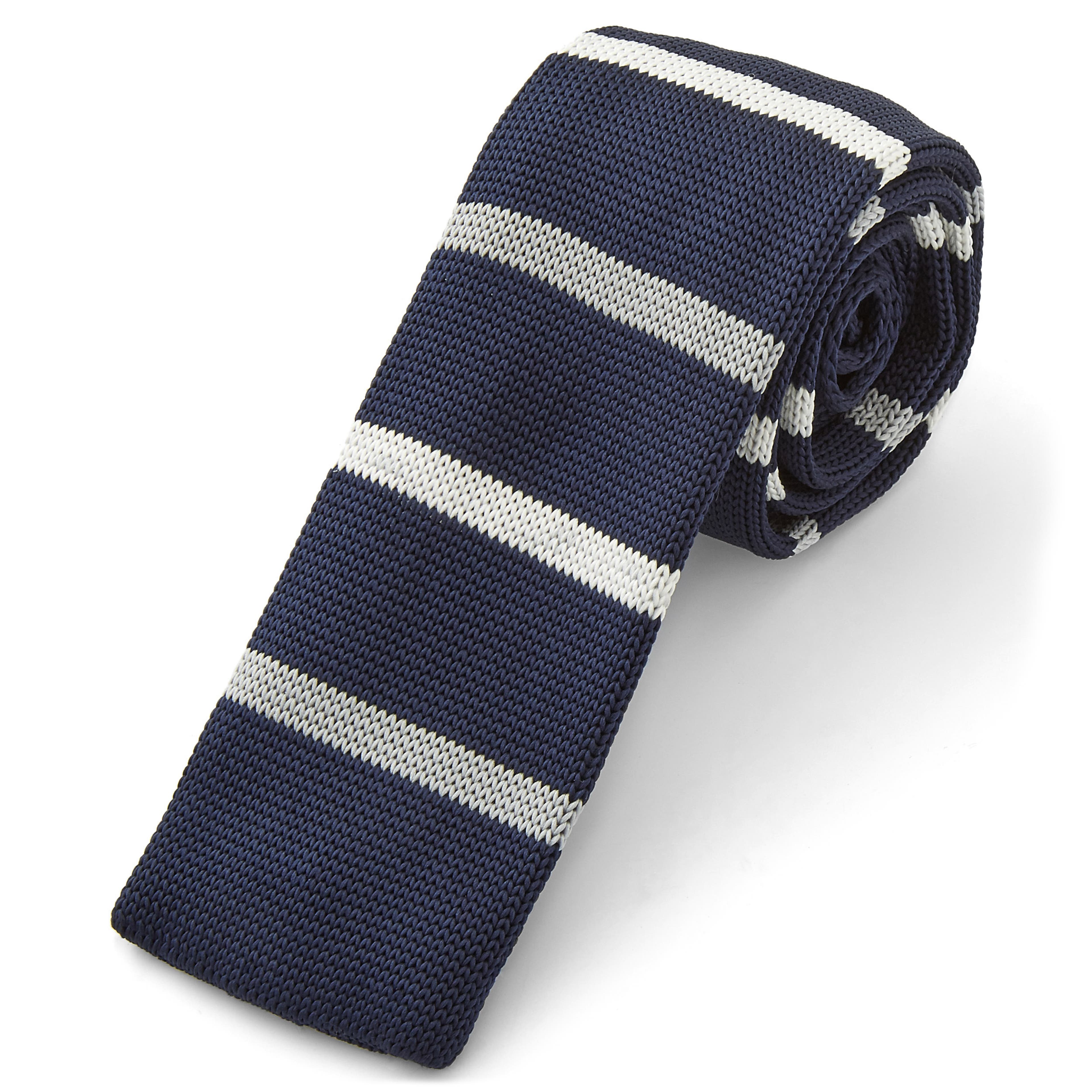 Corbata de punto azul y blanca