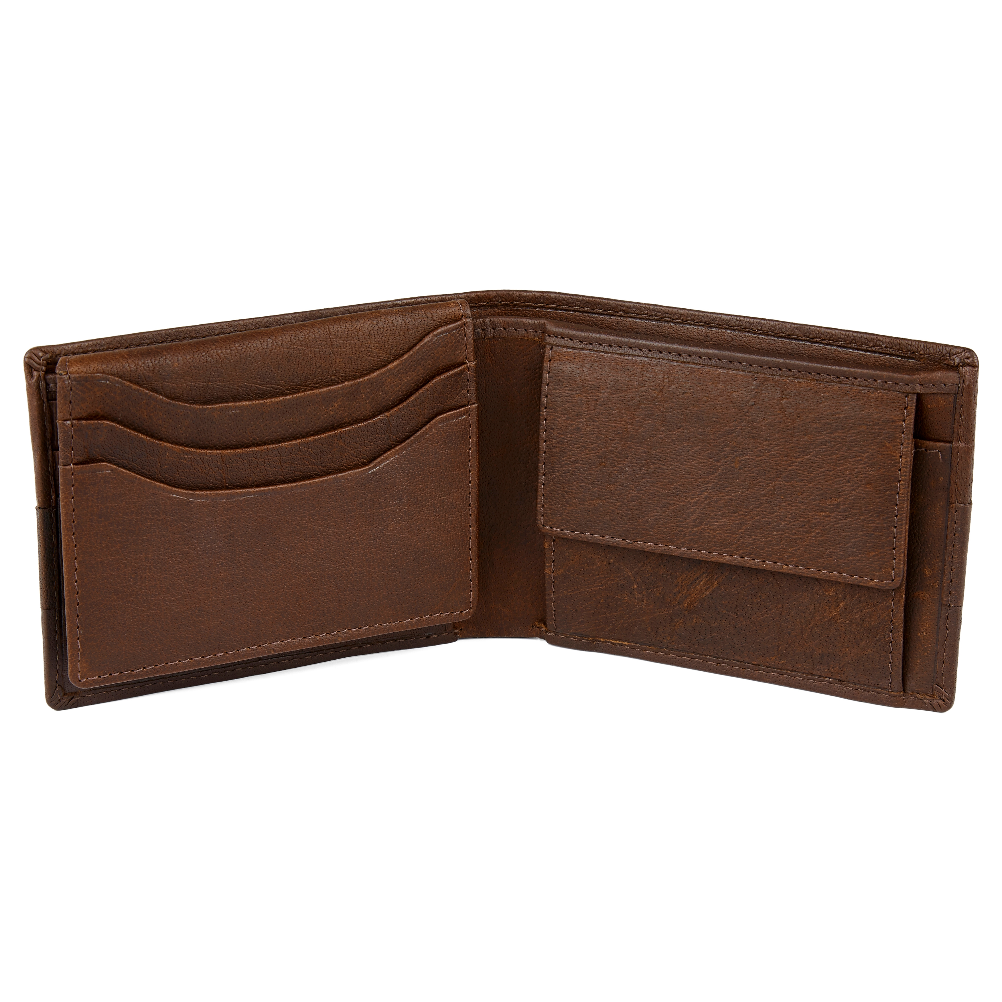 Cartera plisada de cuero marrón Oxford  - 2