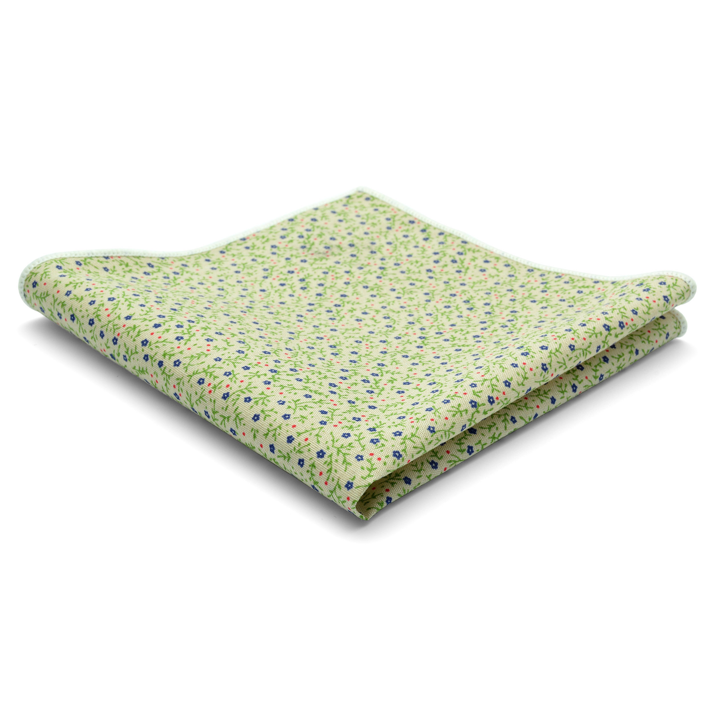 Cremefarbenes Wald Einstecktuch Aus Baumwolle - 1