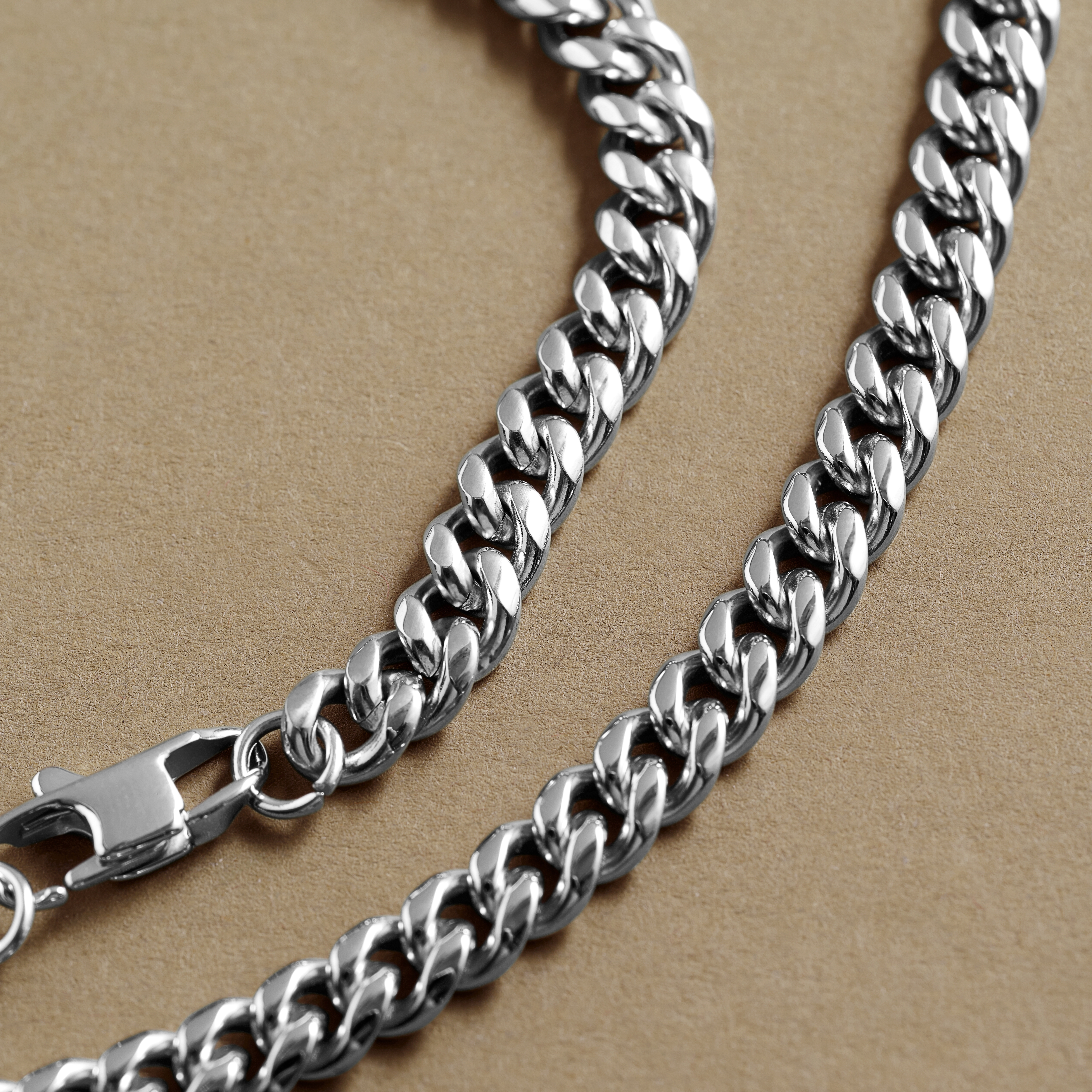 Pulsera M y collar de 50 cm | Cadena de acero de 6 mm en caja de regalo - 4