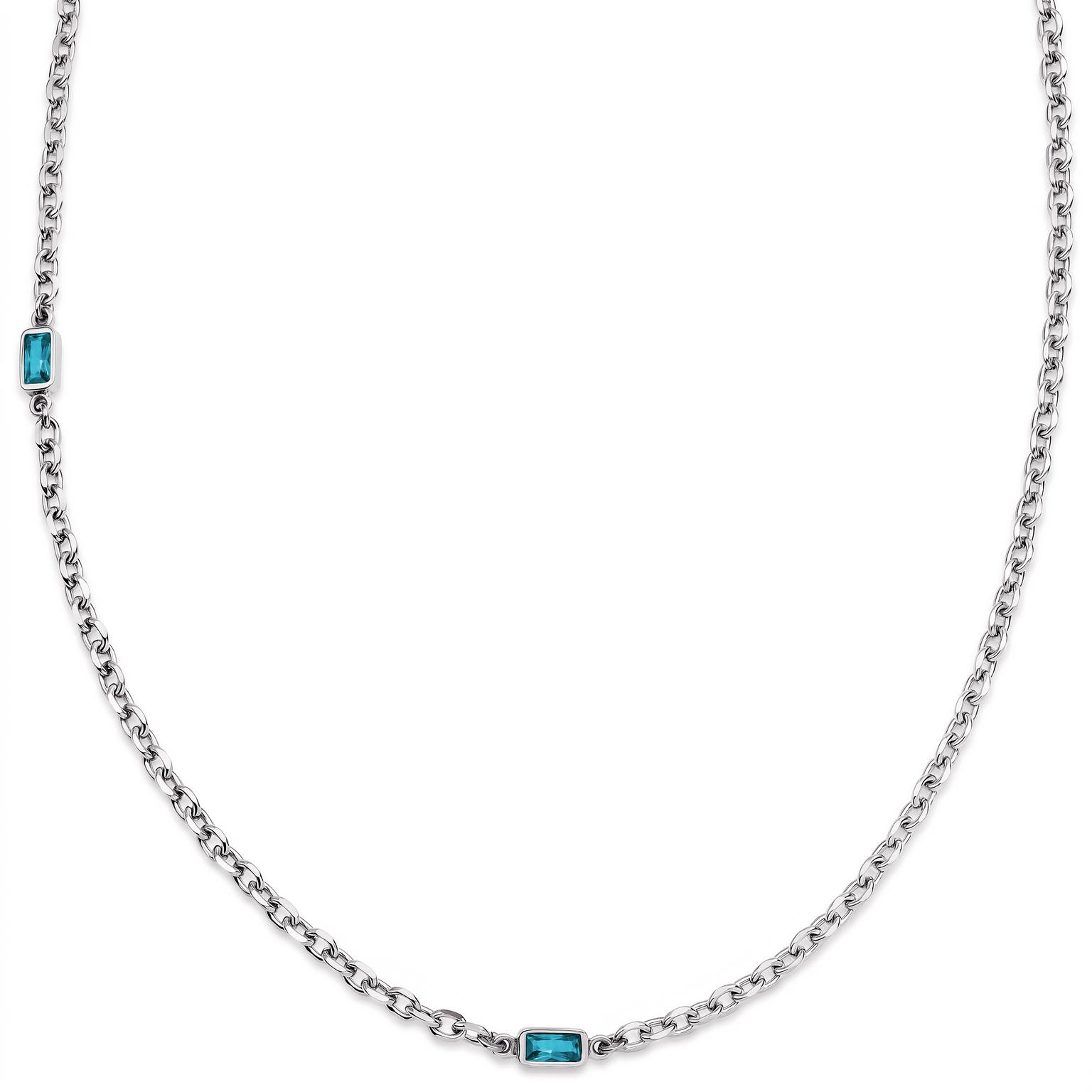 Prism | Collar de eslabón doble plateado con piedras de cristal azules Prism | Collar de eslabón doble plateado con piedras de cristal azules