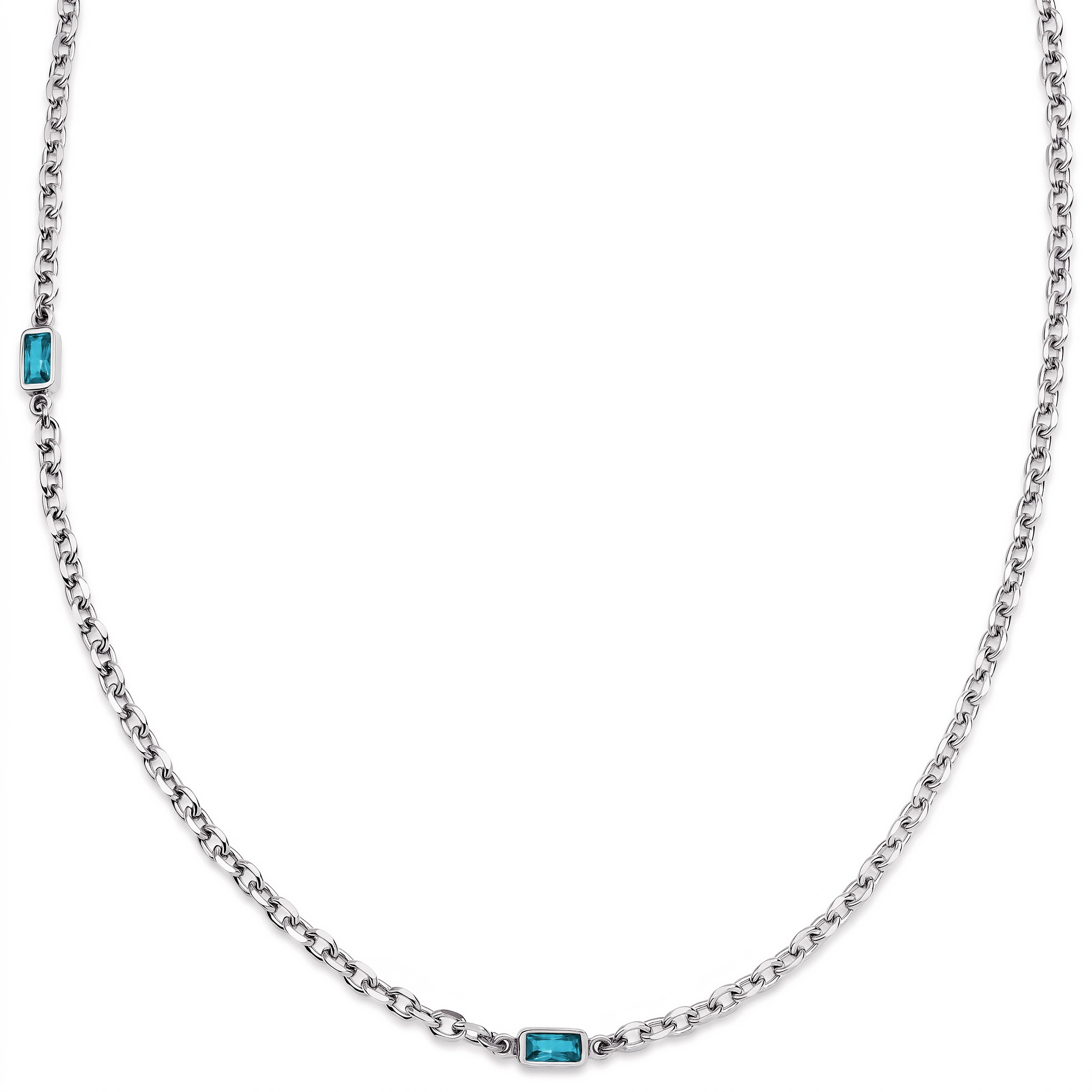Prism | Blaue silberfarbene Kristallglas-Edelstein-2-Glieder-Halskette Prism | Blaue silberfarbene Kristallglas-Edelstein-2-Glieder-Halskette