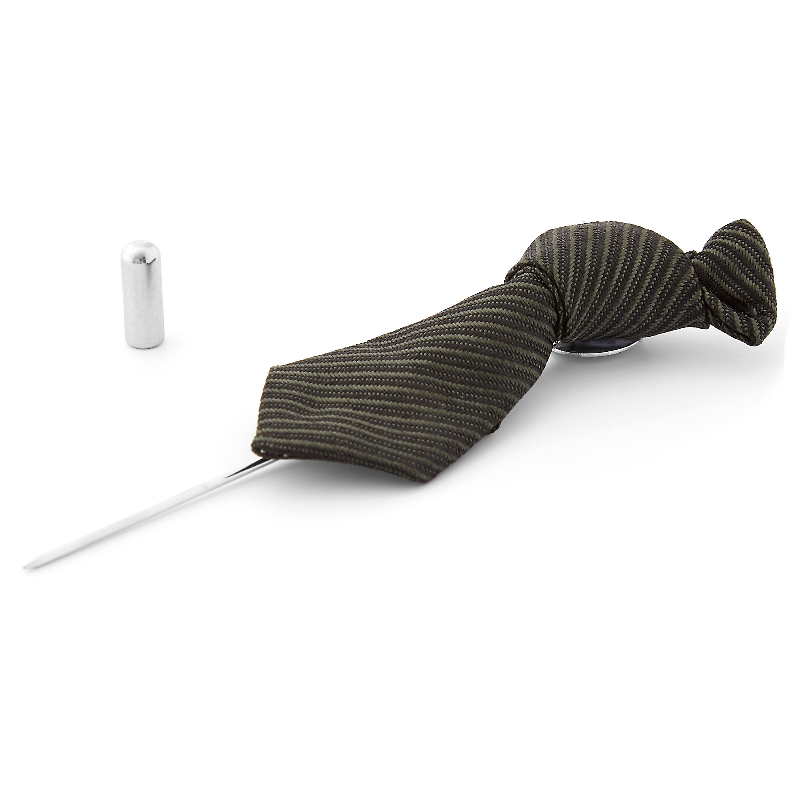 Striped Army Green Necktie Lapel Pin - 2