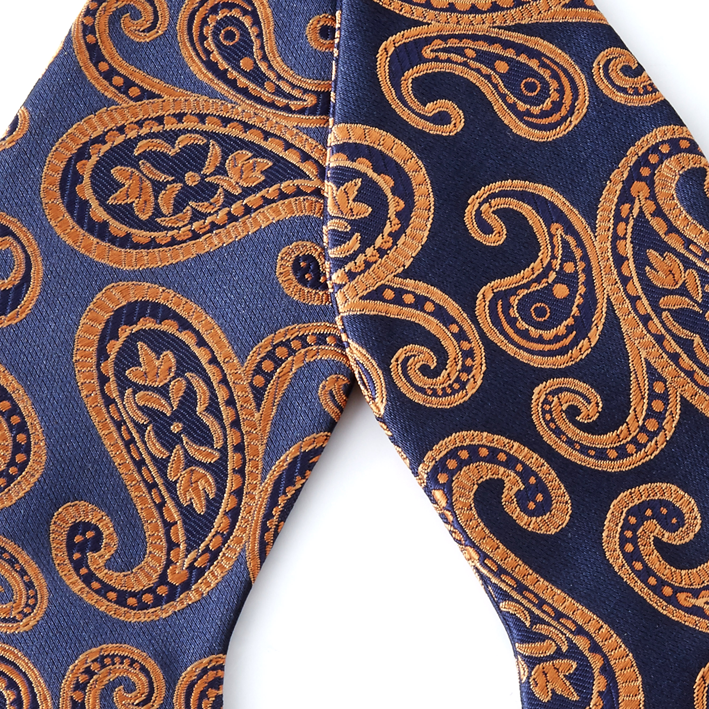Navy & Orange Paisley Self-Tie Bow Tie - 2