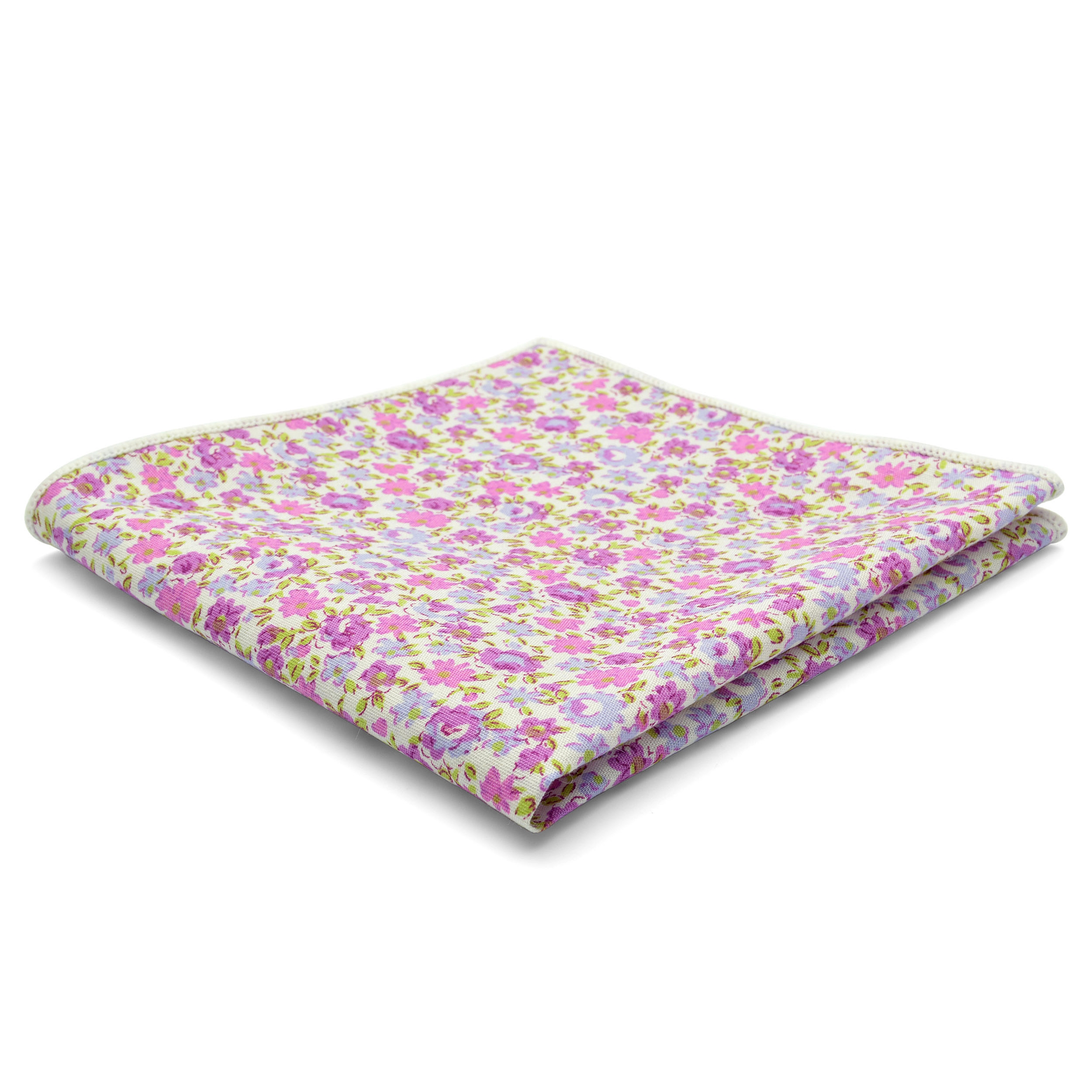 Bawełniana poszetka w jasnofioletowe kwiaty - 1