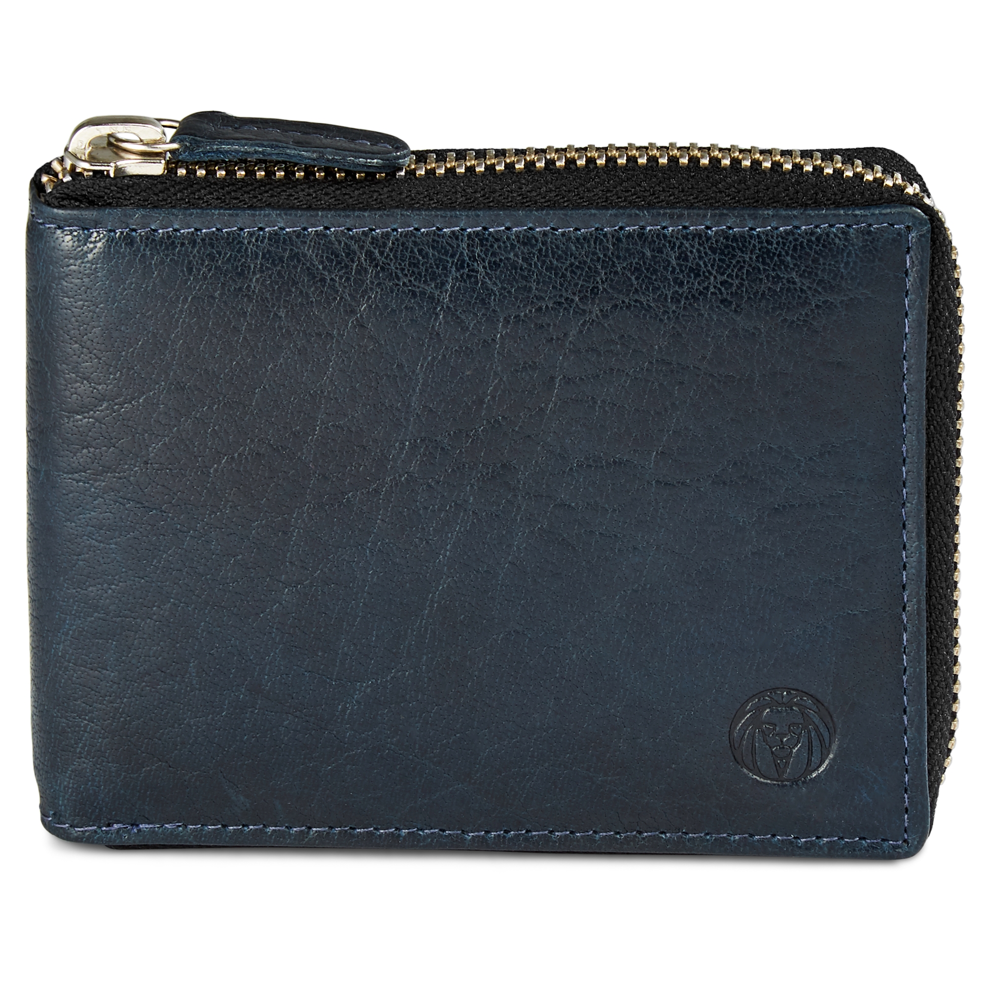 Kožená tmavomodrá peňaženka so zipsom Montreal s RFID  - 4