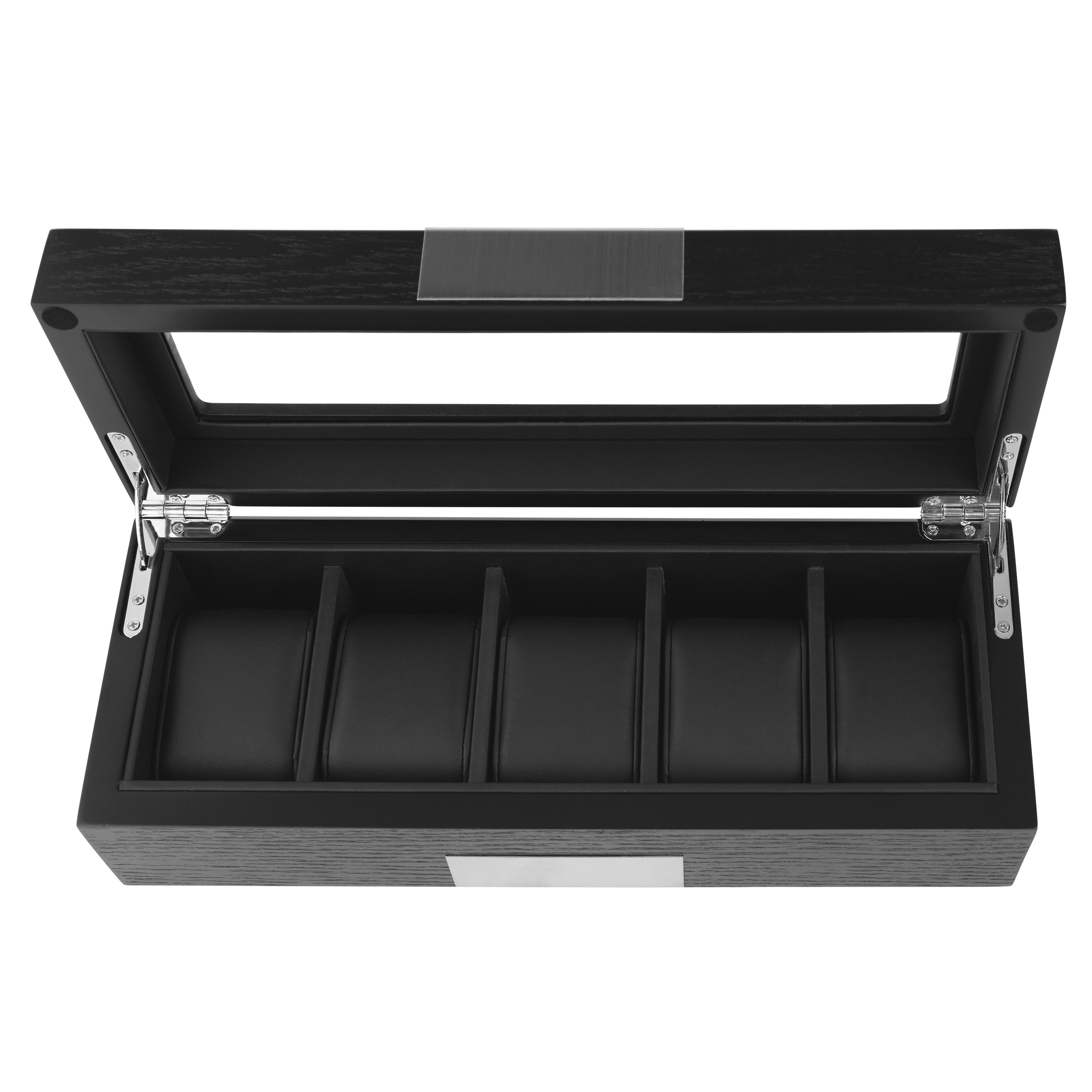 Черно-сребриста дървена кутия за 5 часовника - 4