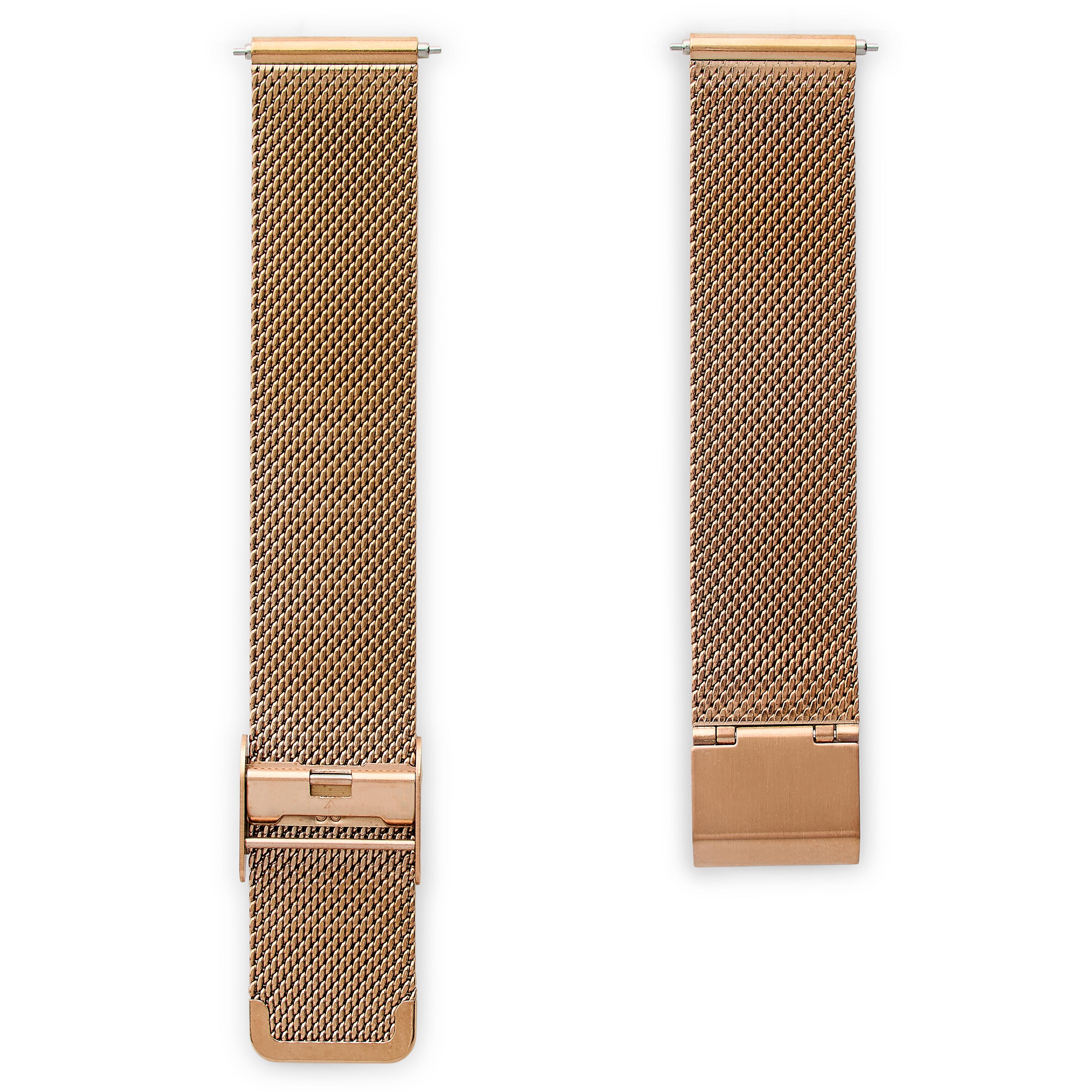 20mm Rose Gold-Tone Stainless Steel Mesh Watch Strap – Quick Release 20mm Rose Gold-Tone Stainless Steel Mesh Watch Strap – Quick Release