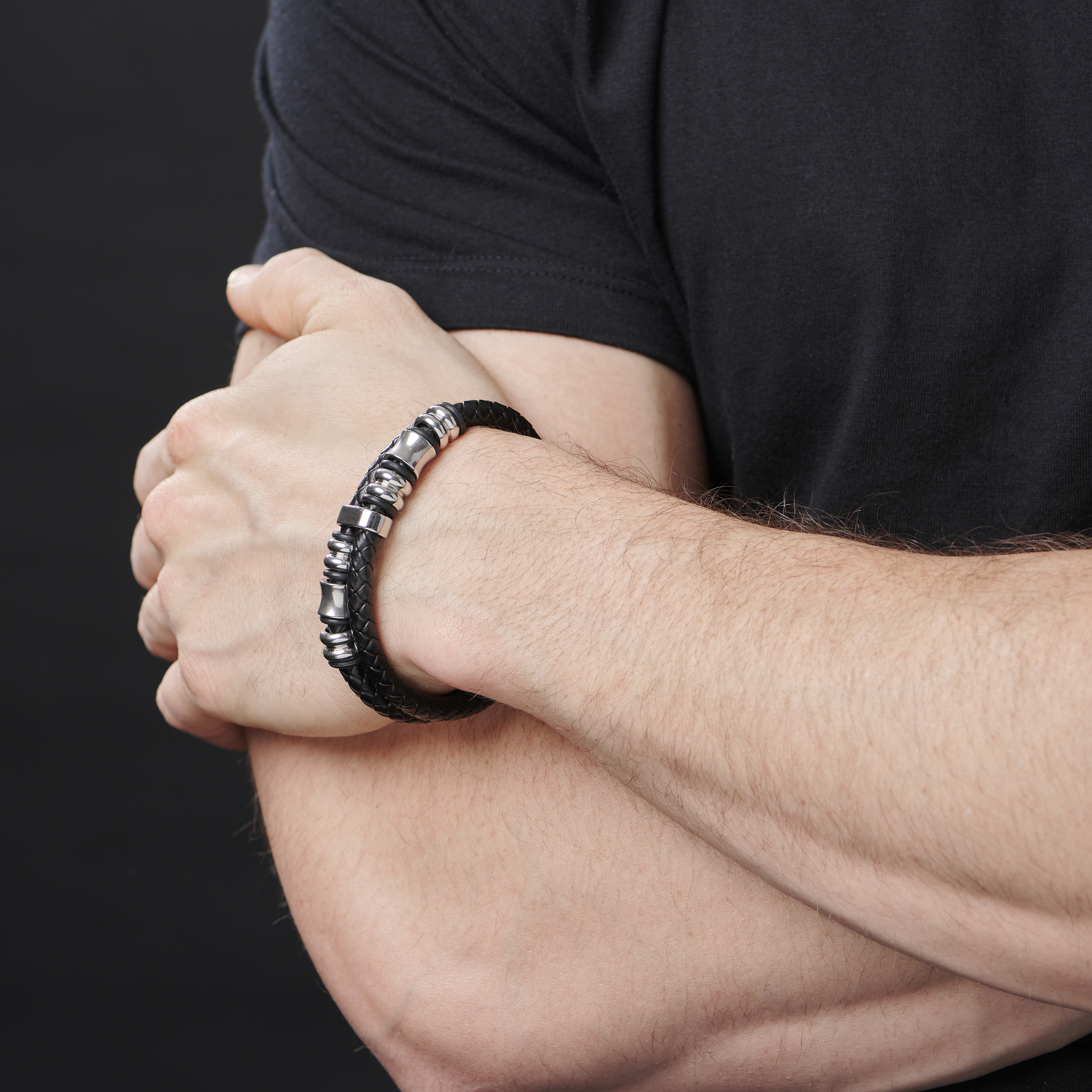 Schwarzes Bolo Lederarmband - 4