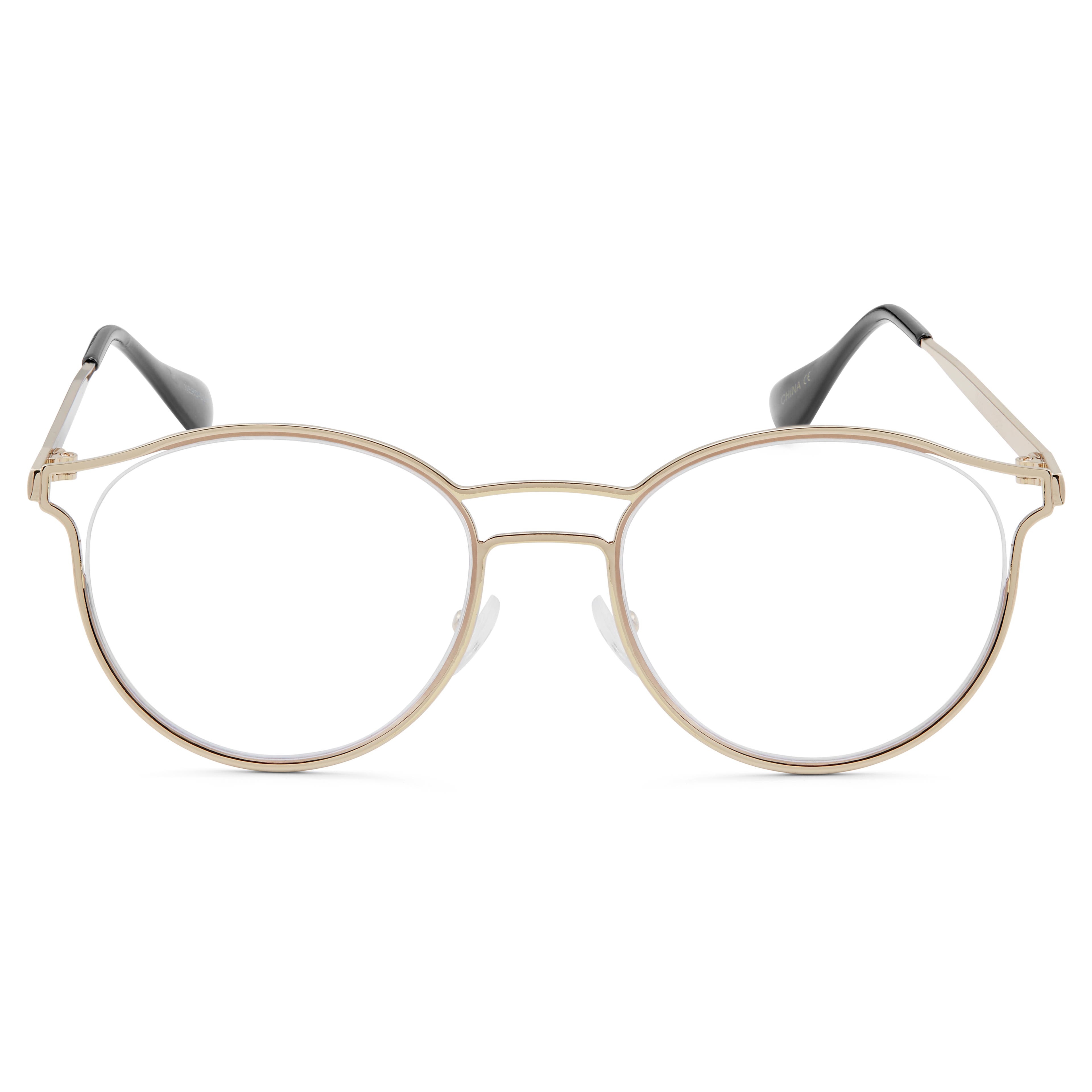The Brainiac aranyszínű keretes, átlátszó lencsés szemüveg