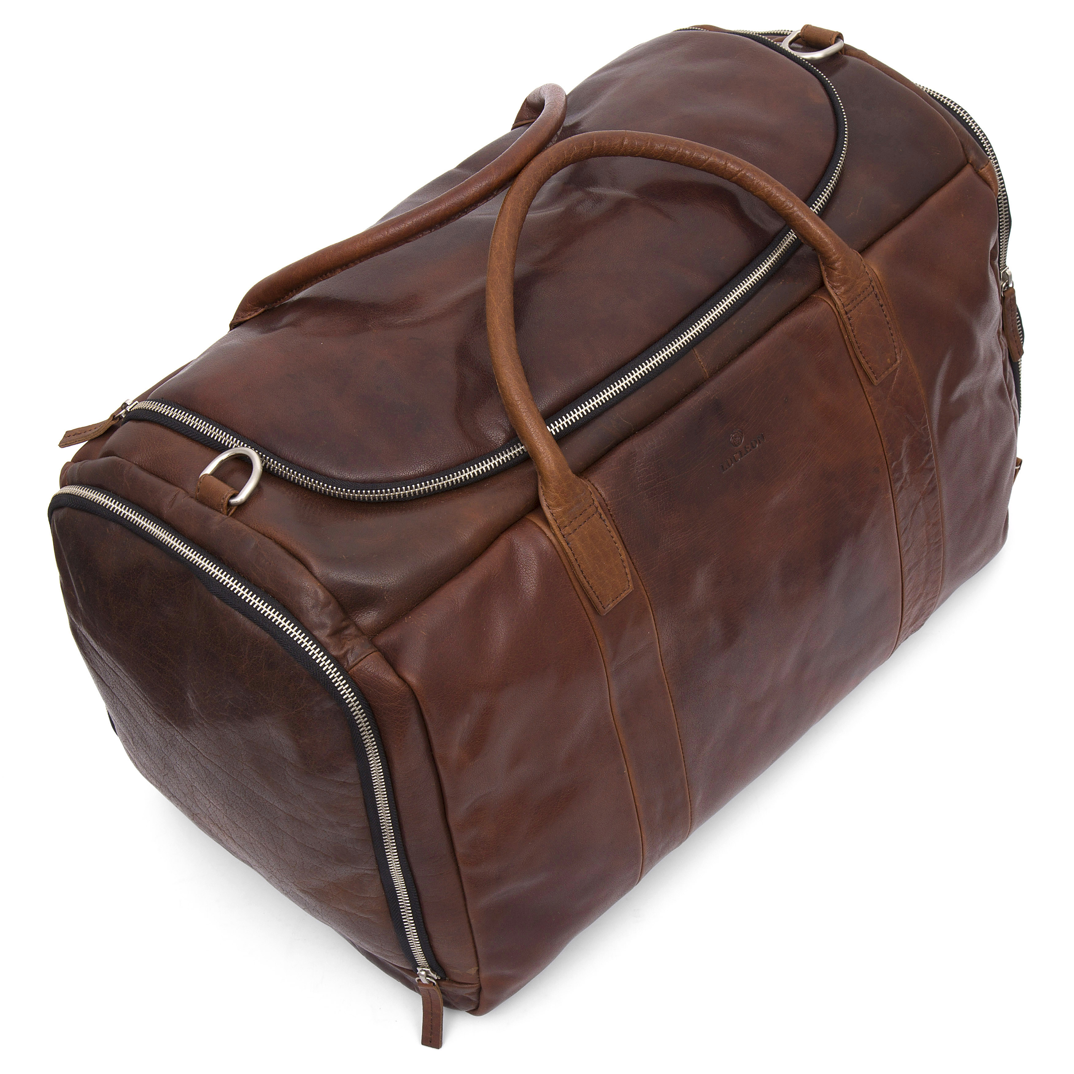 Montreal Large Tan Leather Duffel Bag - 8