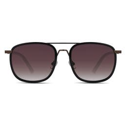 Schwarze & Braune Sonnenbrille mit Verlaufstönung, Doppelfassung und polarisierten Gläsern