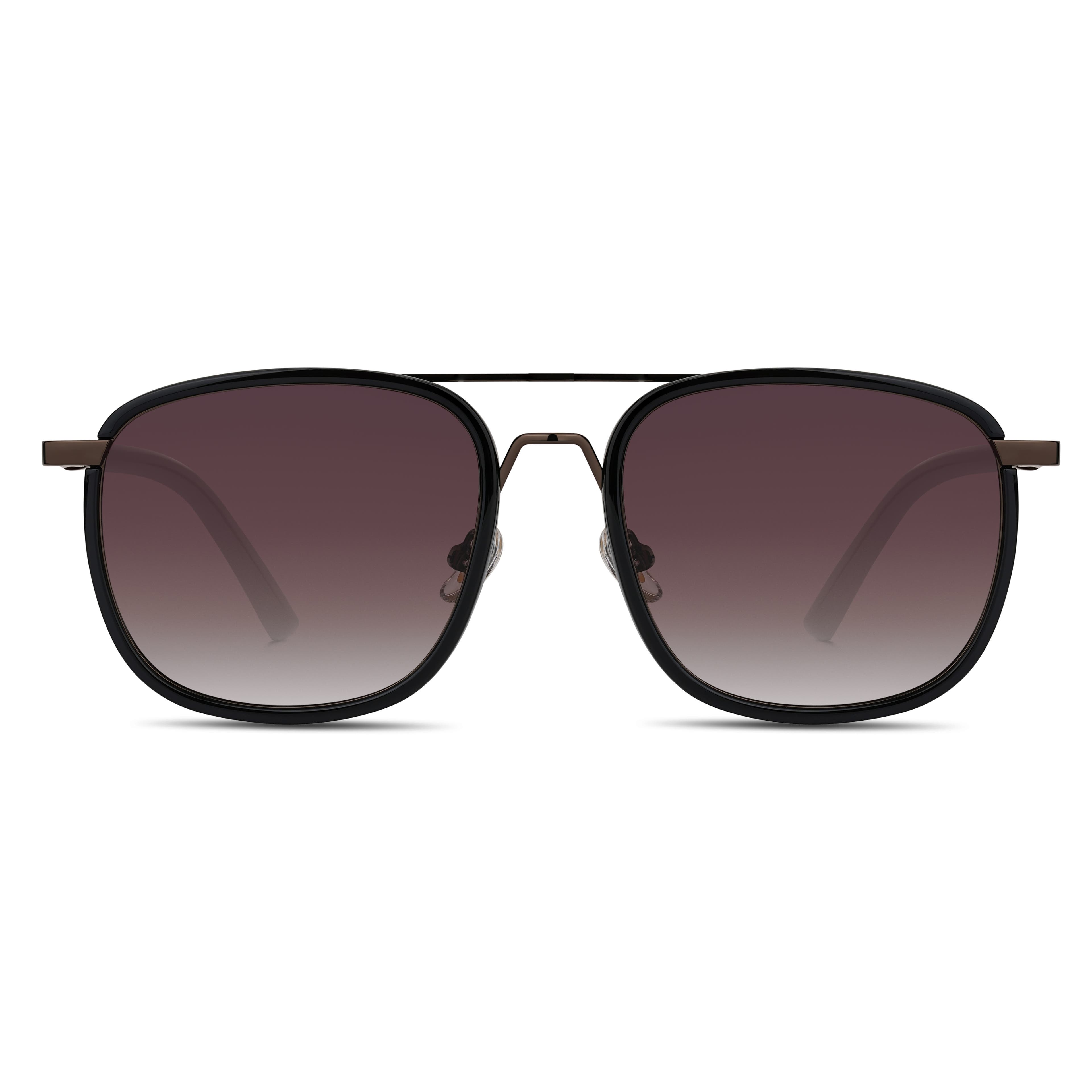 Черно-кафяви поляризирани слънчеви очила с двоен мост и преливащи стъкла