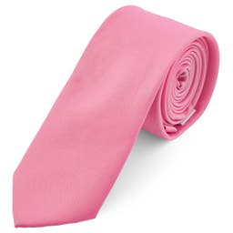 Едноцветна крещящорозова вратовръзка 6 см