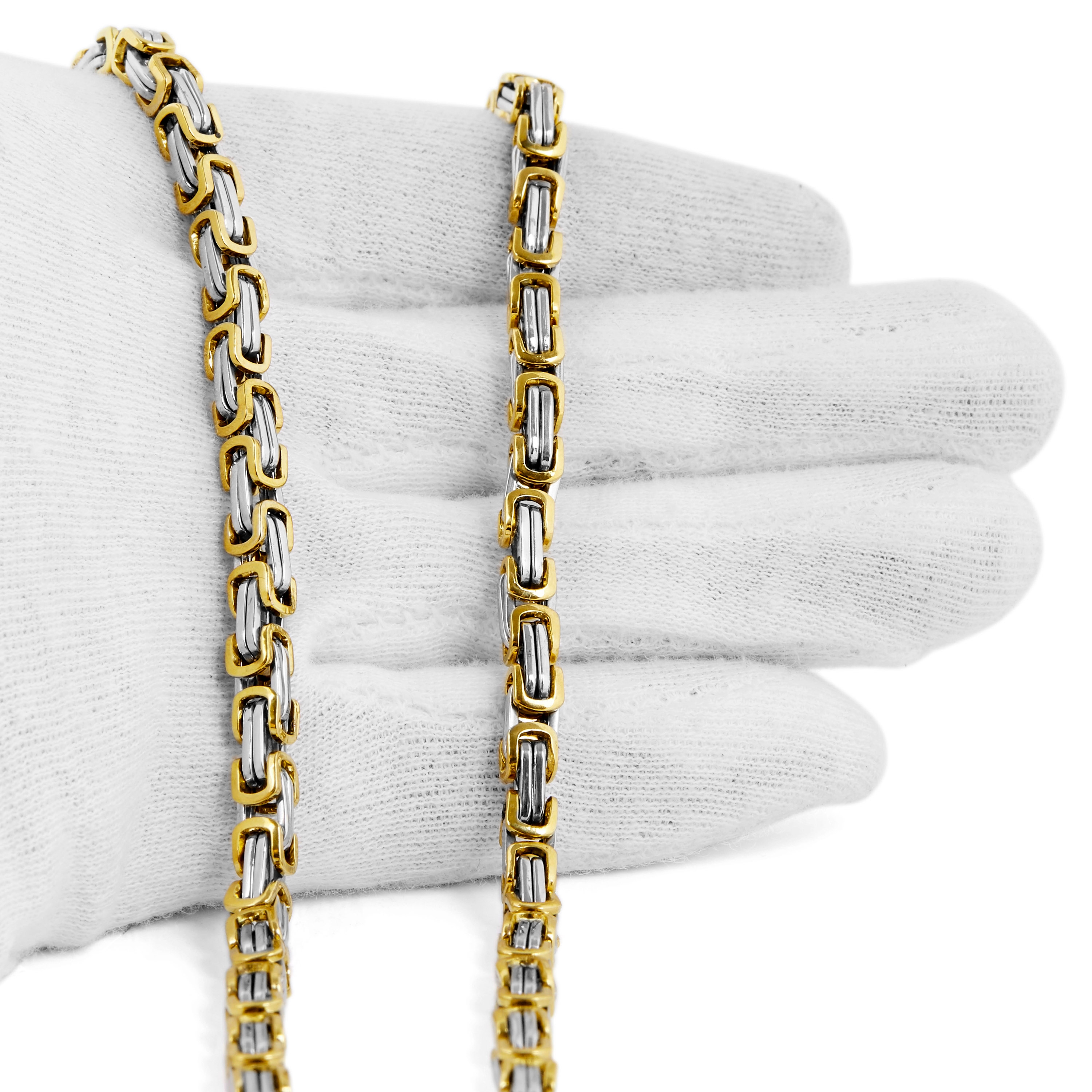 Ατσάλινο Κολιέ Silver &amp; Gold-Toned Link - 3