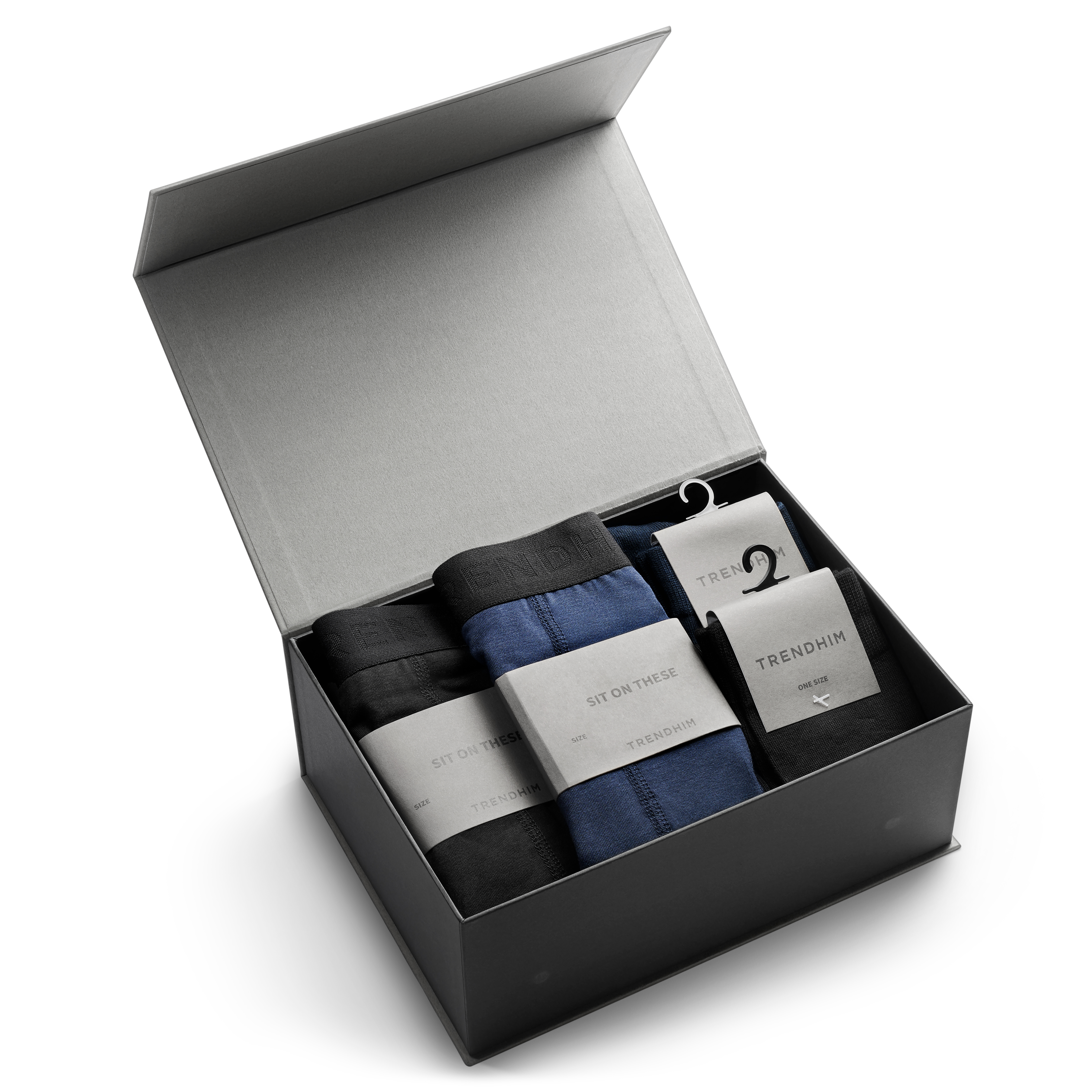 FreeFeel | Geschenkbox mit Bambusunterwäsche | Boxershorts & Socken in Schwarz & Königsblau - 1