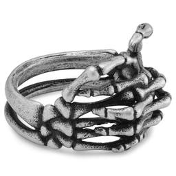 Aspero | Silver-tone Skeleton Hands Stainless Steel Ring