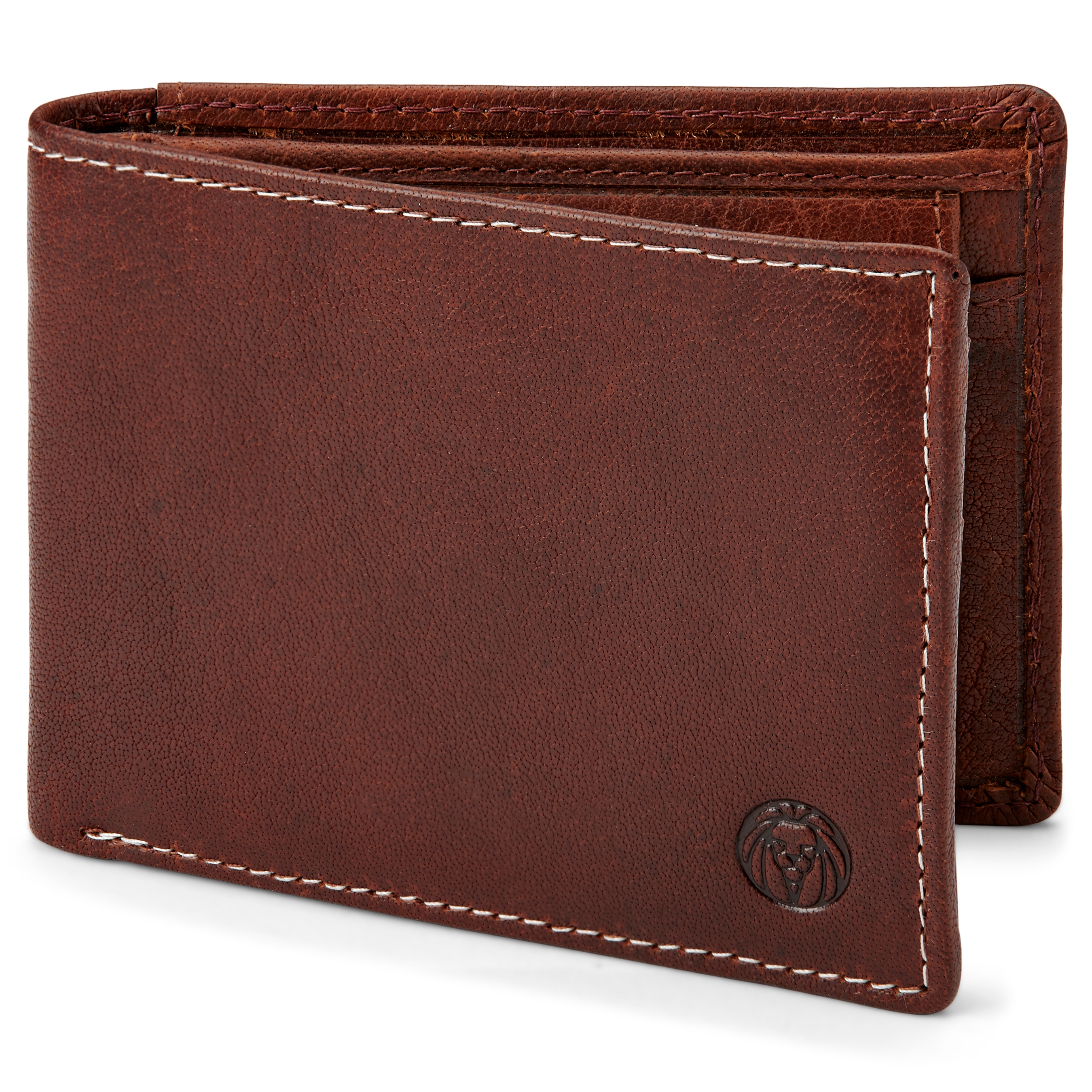 Portefeuille en cuir à rabat brun havane Montréal - 1